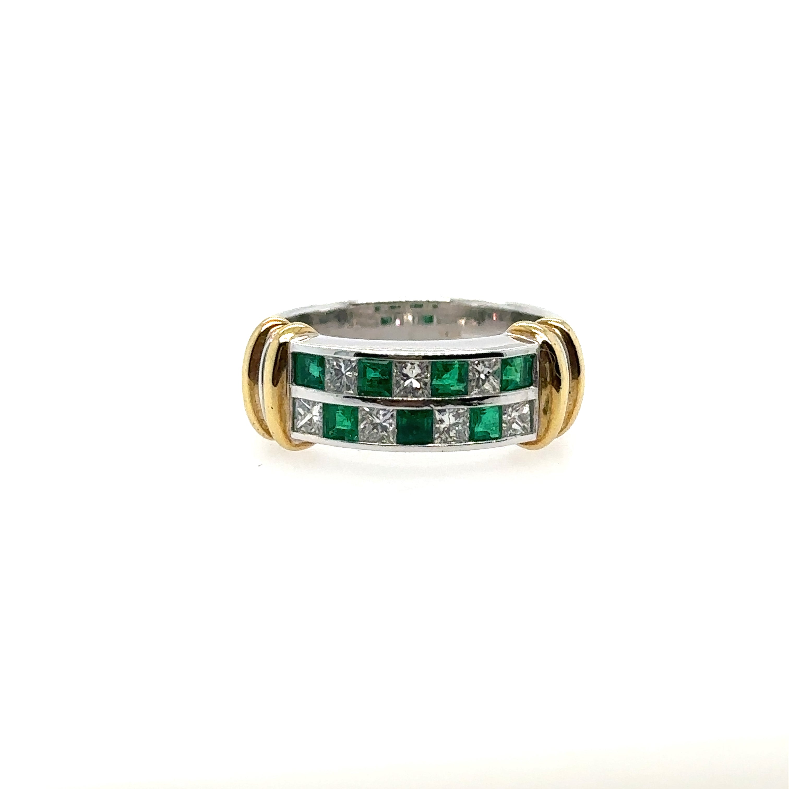 Platinum and White Gold Emerald Diamond Ring