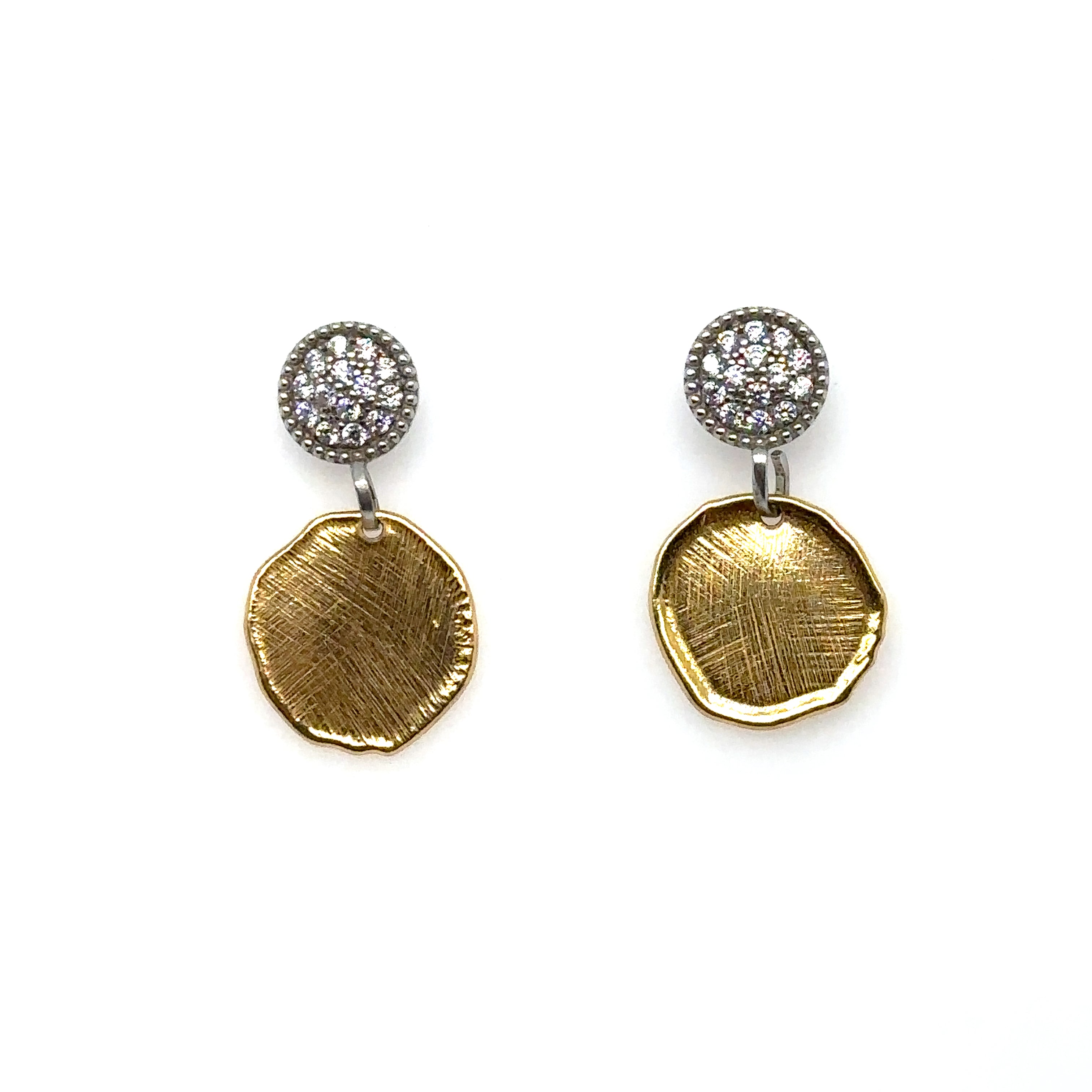 Yellow Vermeil White Sapphire Dangle Earrings