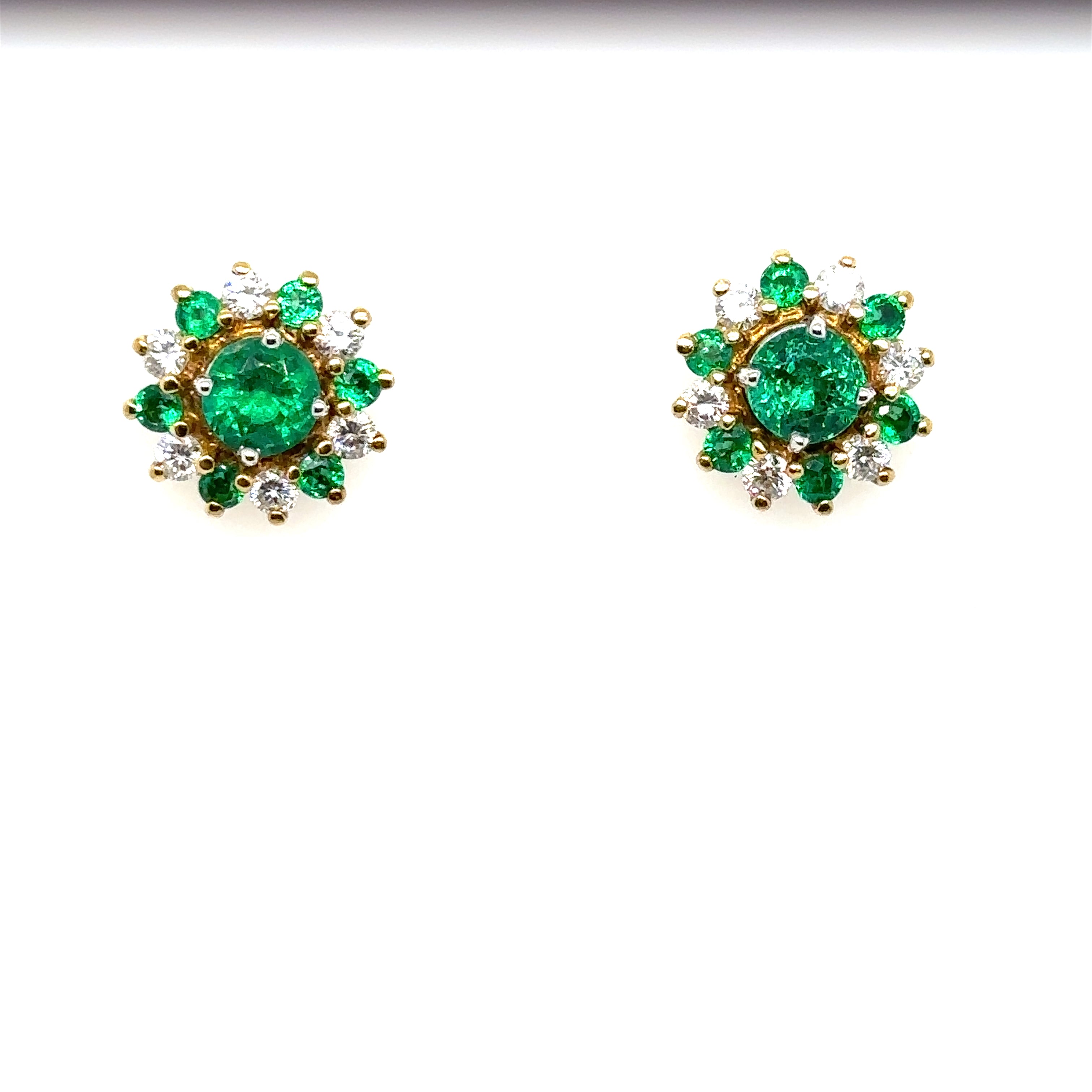 18kt Yellow Gold Diamond and Emerald Jacket Earrings