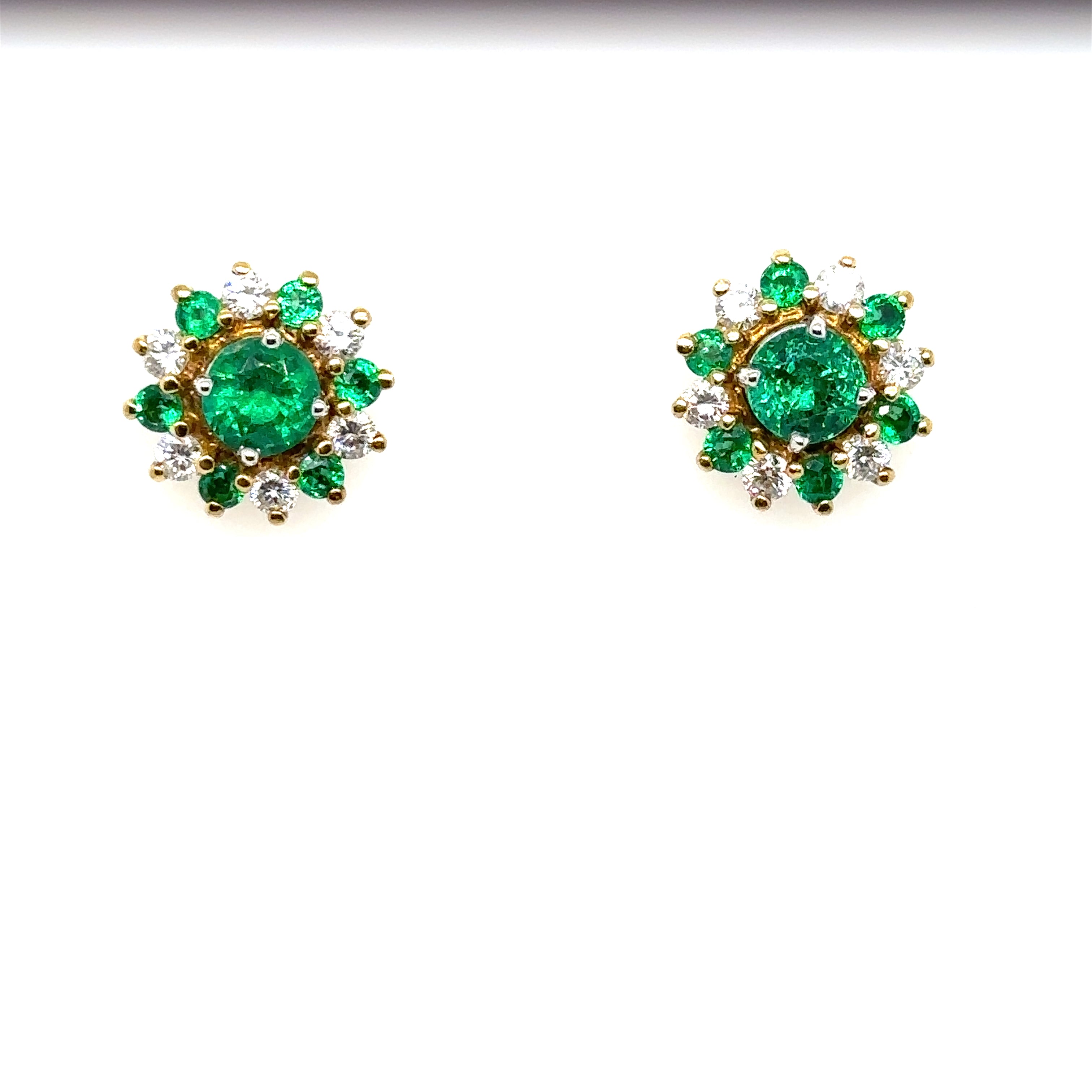 18K Yellow Gold Diamond and Emerald Jacket Earrings