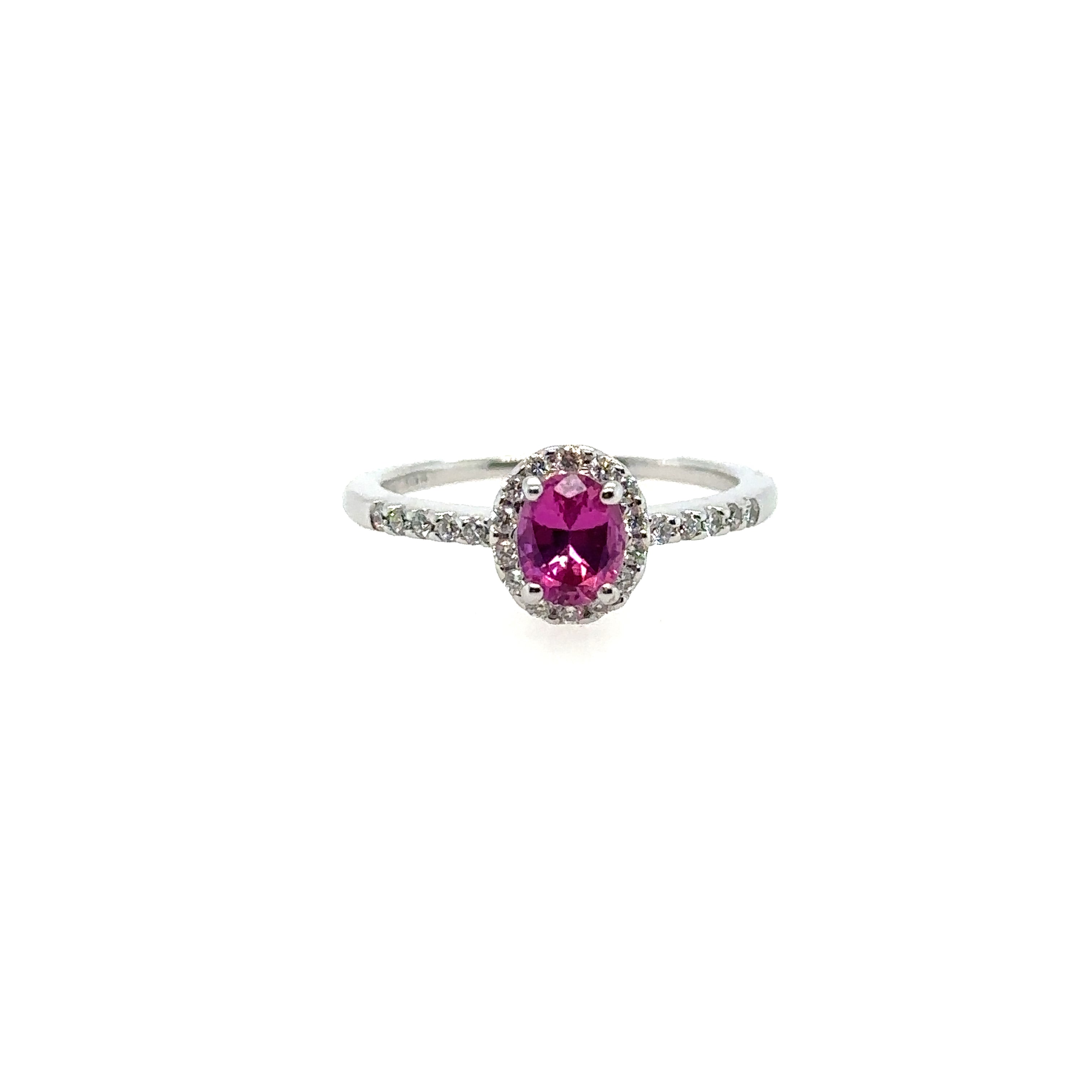 18K White Gold Pink Sapphire and Diamond Ring