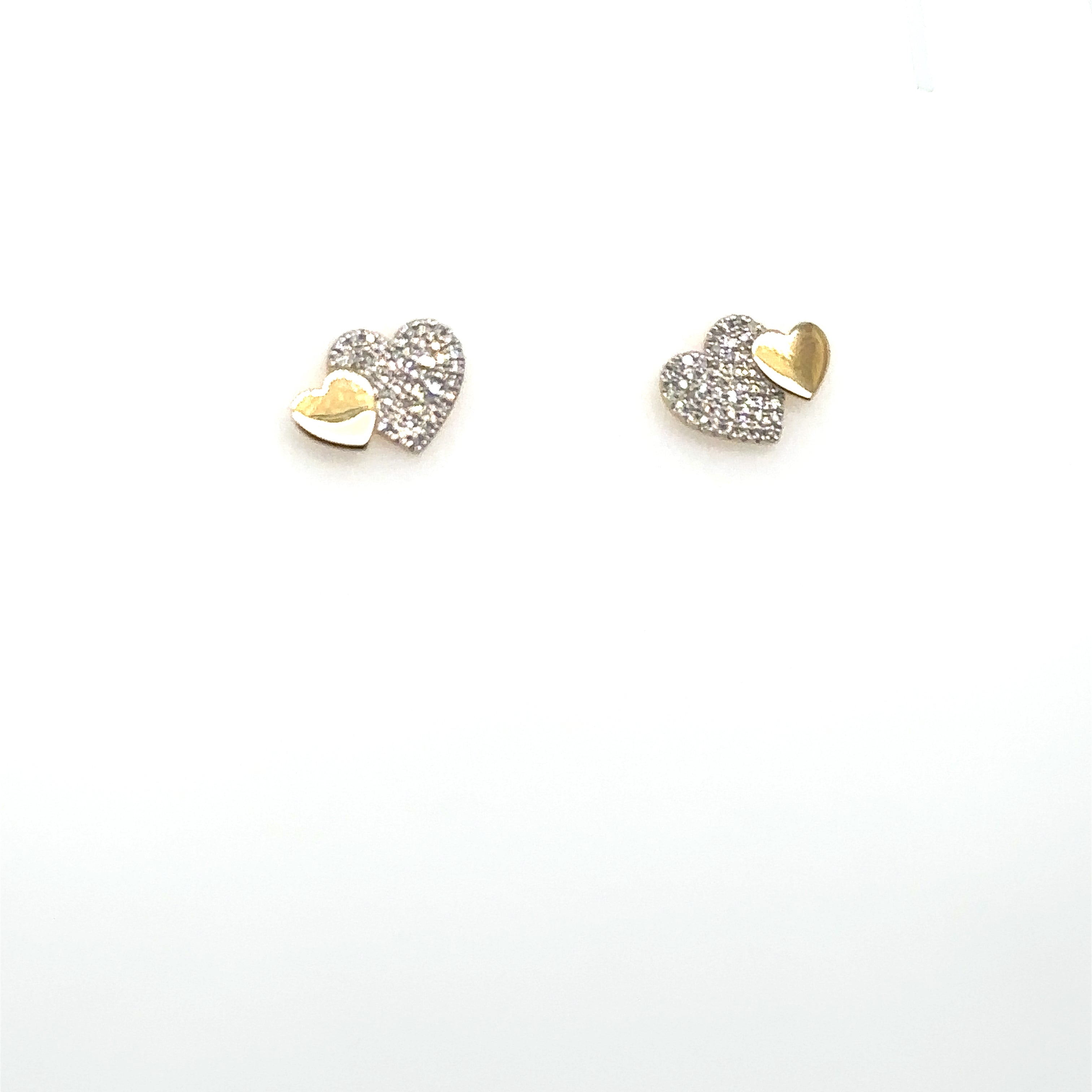 14K Yellow Gold Diamond Heart Shaped Earrings