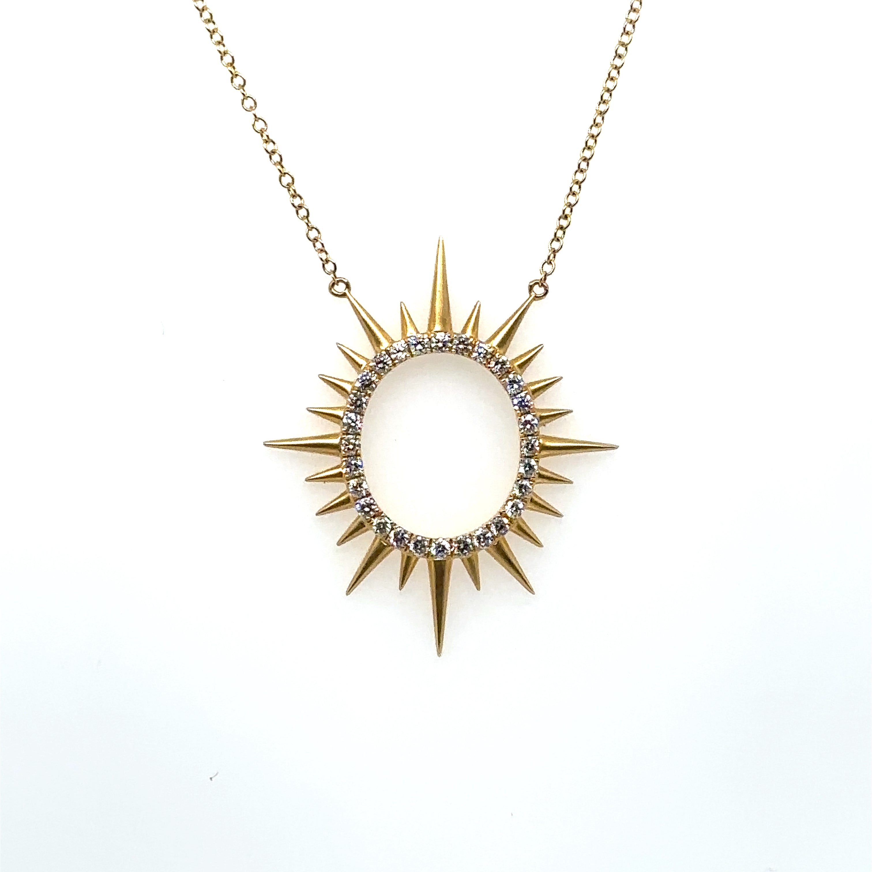 18K Yellow Gold Diamond Sun Pendant