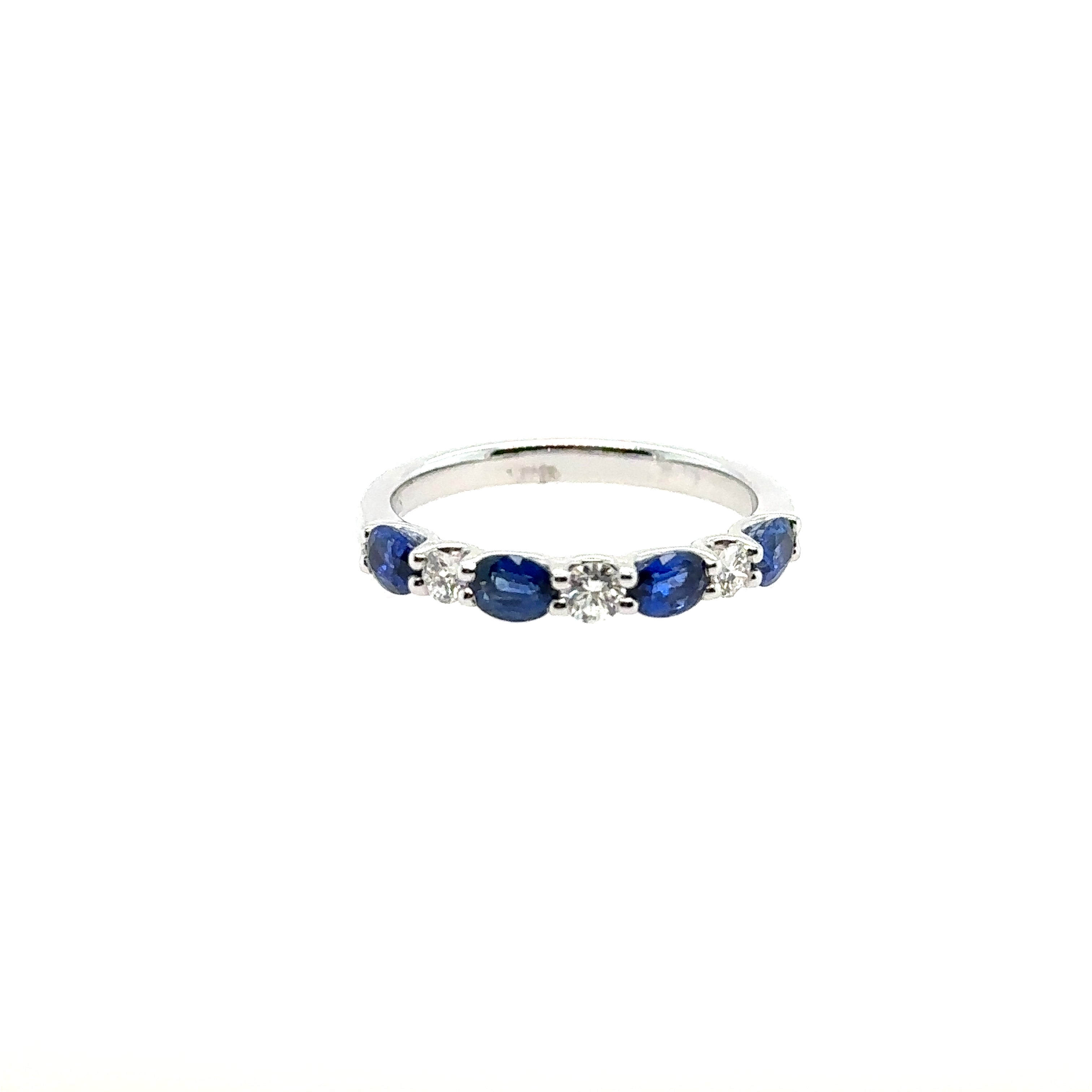 18K White Gold Blue Sapphire and Diamond Ring