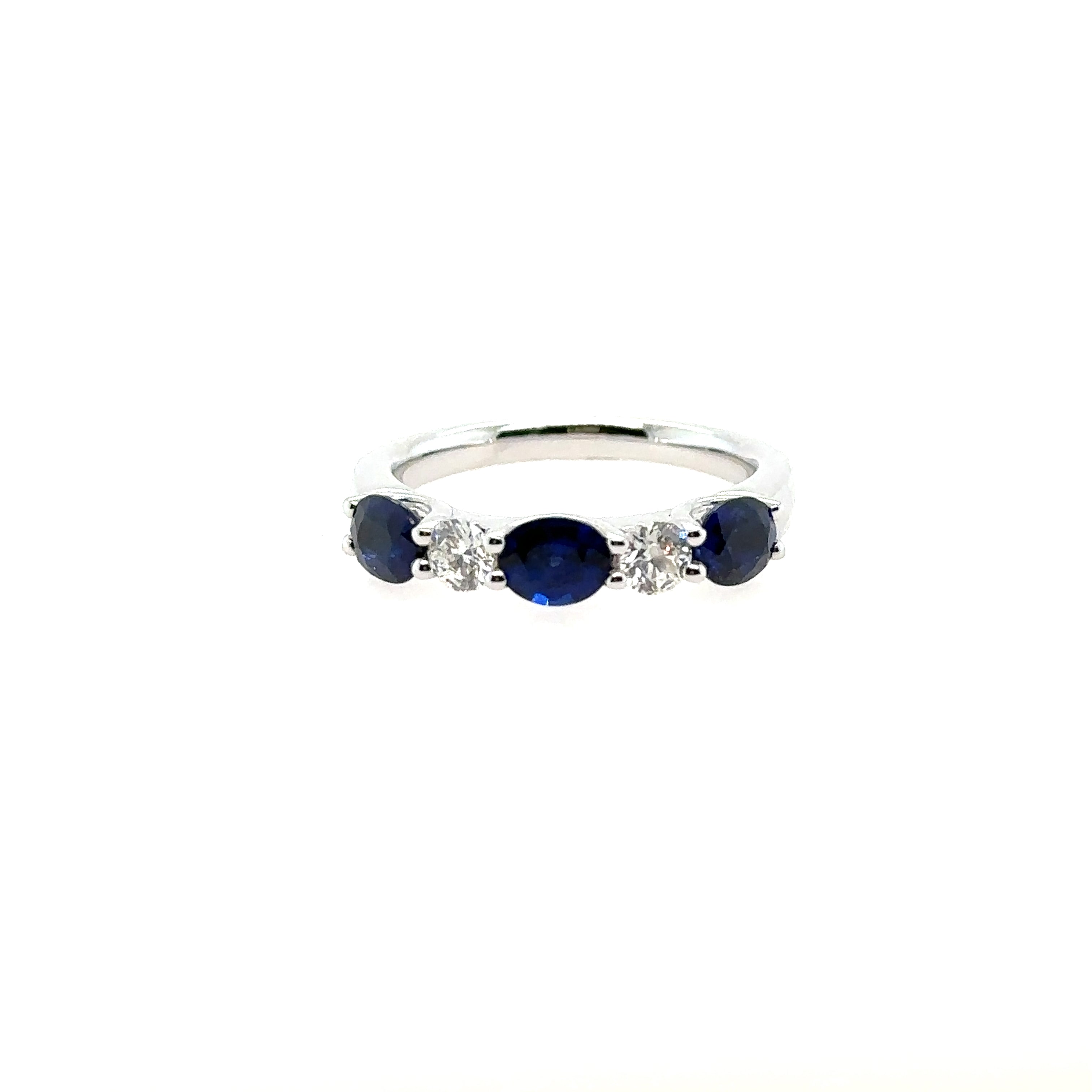 18K White Gold Blue Sapphire and Diamond Ring