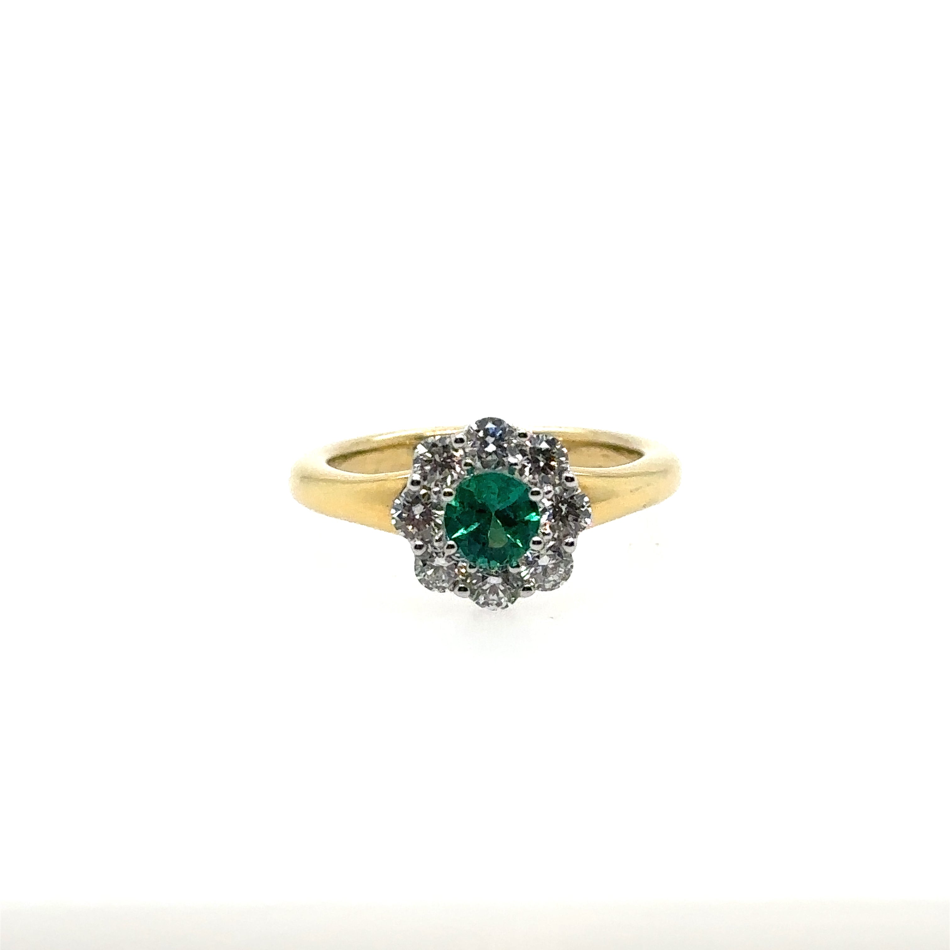 18kt Yellow Gold Emerald and Diamond Ring