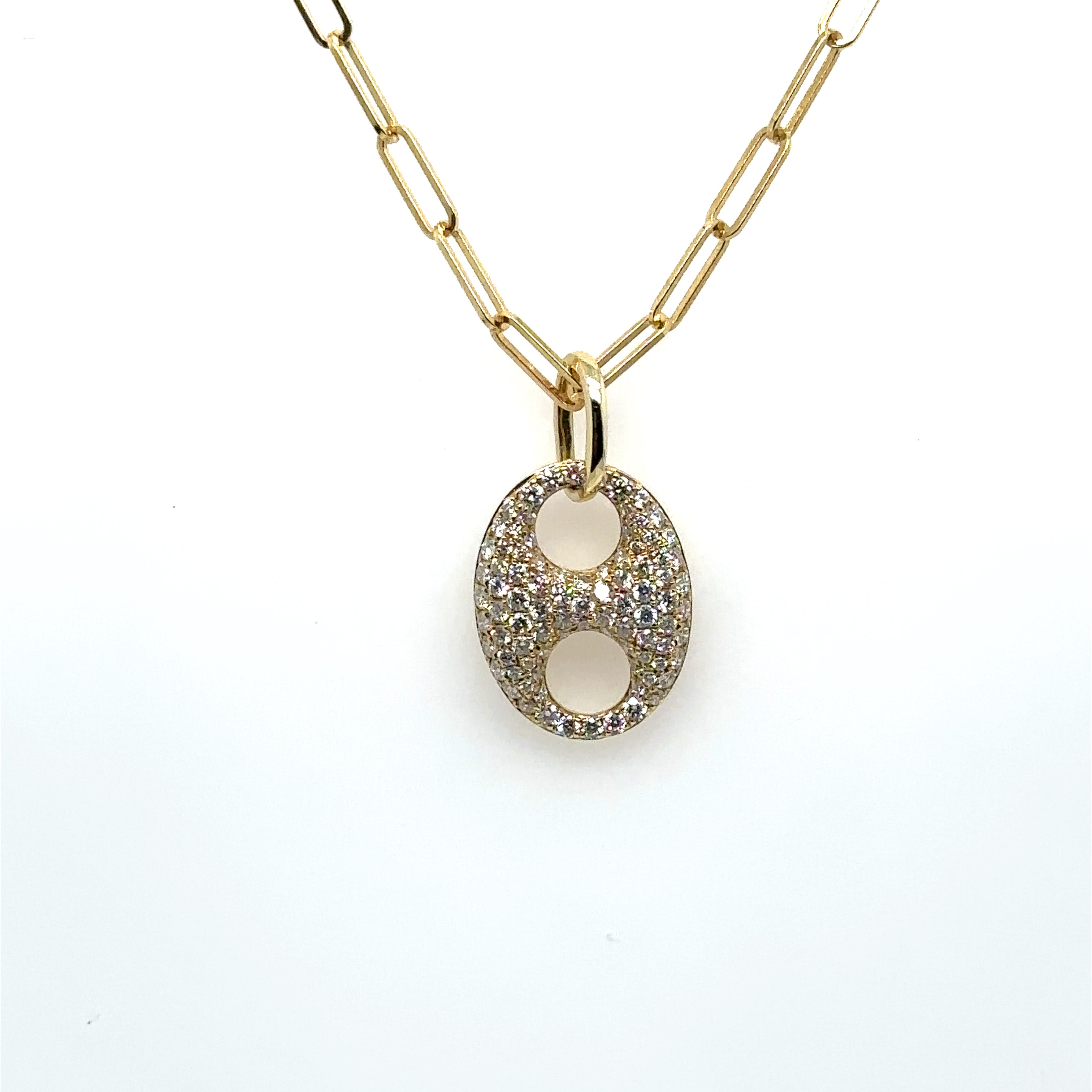 14K Yellow Gold Diamond Pave Pendant