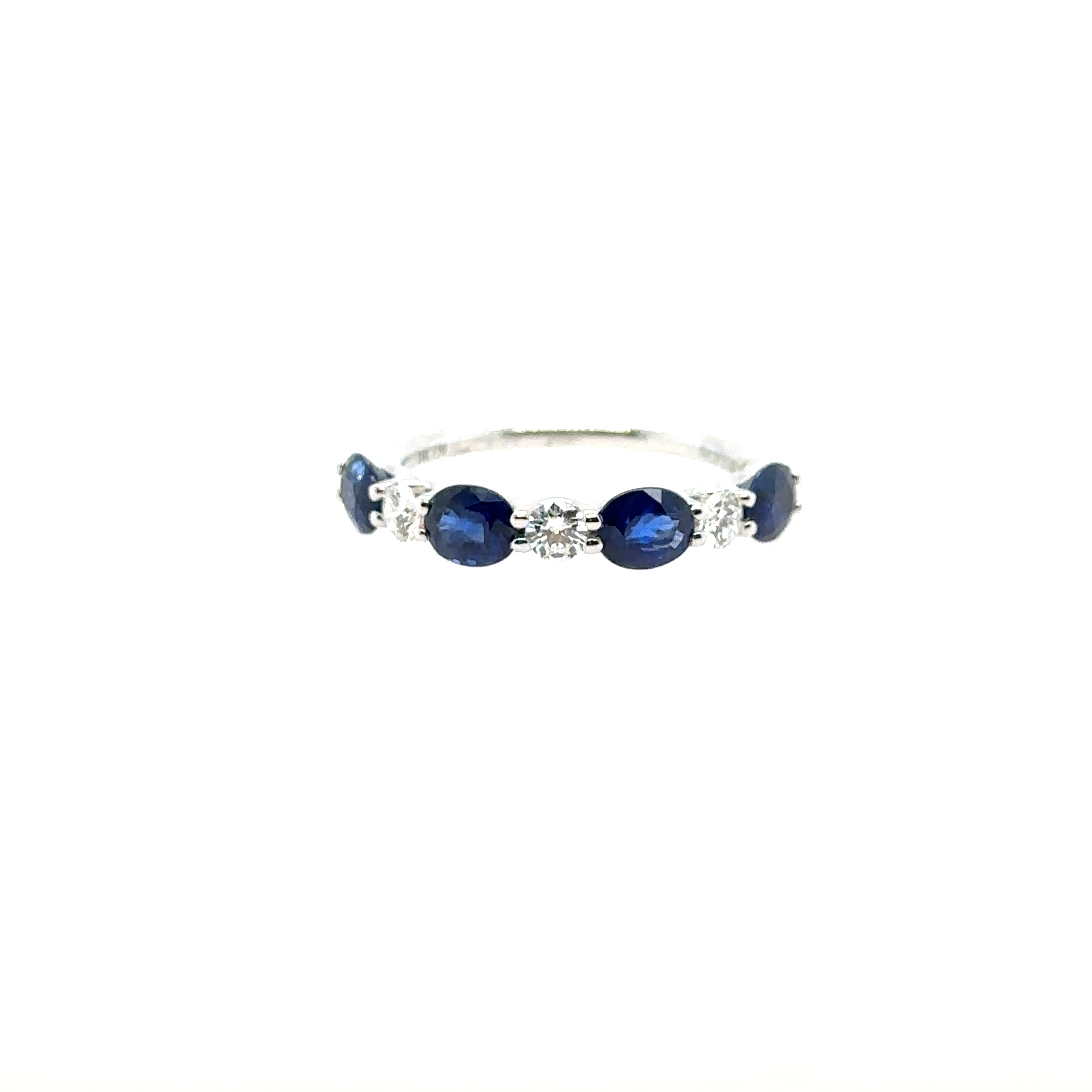 18K White Gold Blue Sapphire and Diamond Band