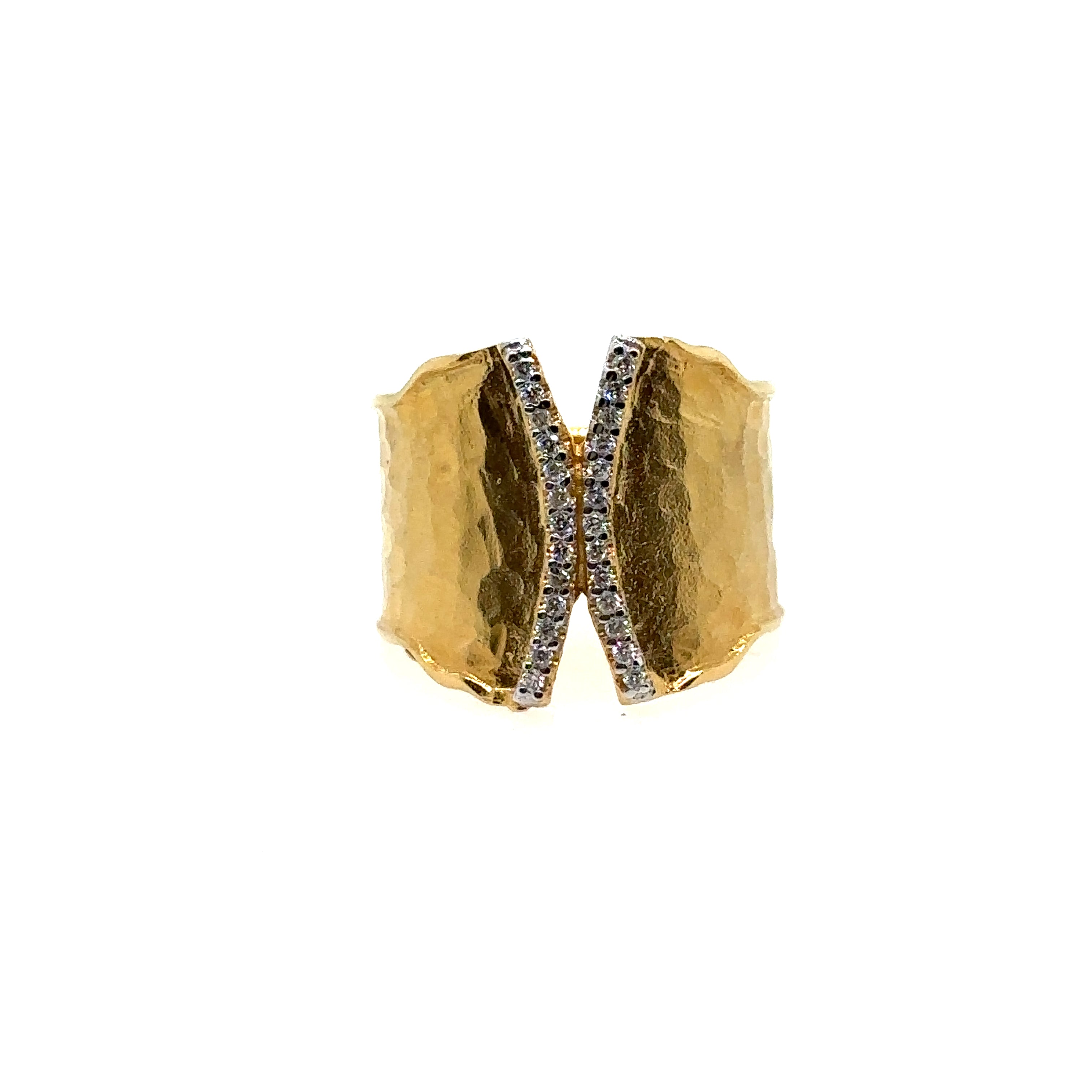 14K Yellow Gold Diamond Wide Ring