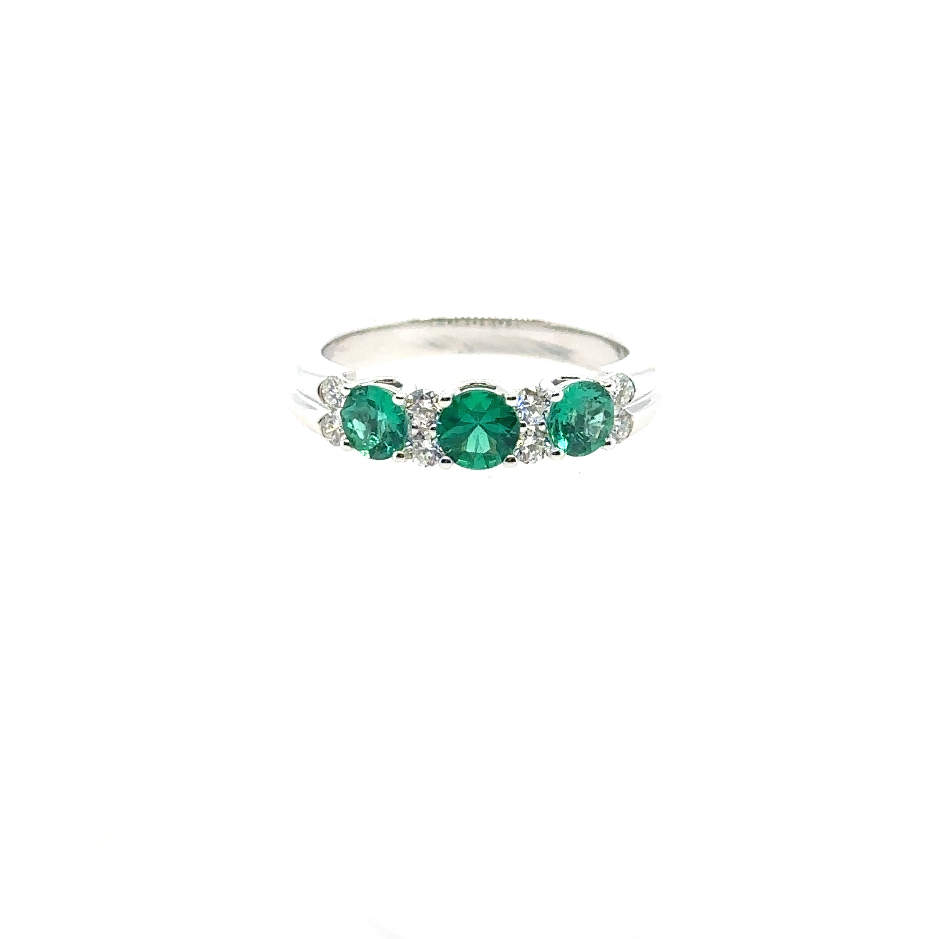 18K White Gold Emerald and Diamond Ring