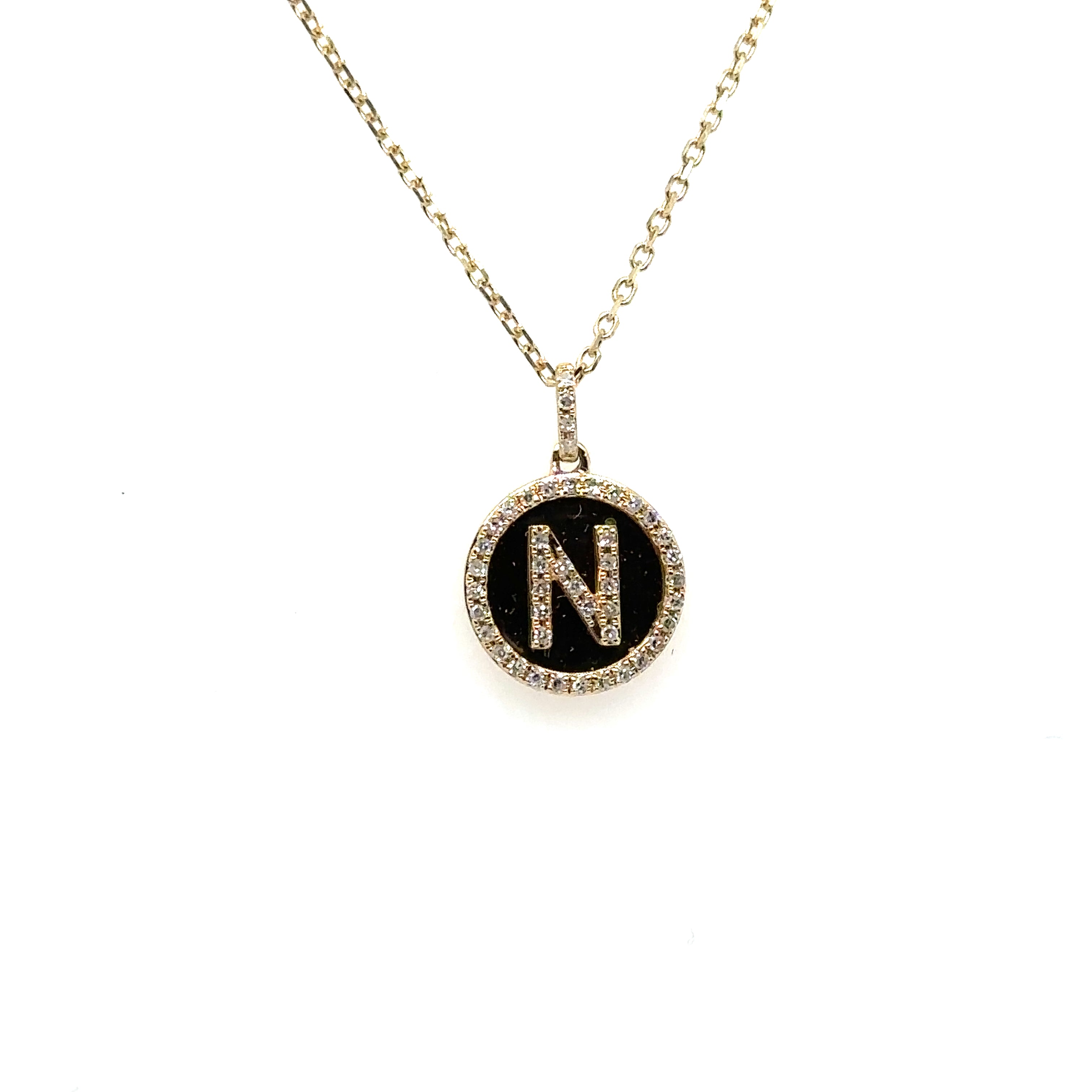 14K Yellow Gold 'N' Initial Pendant