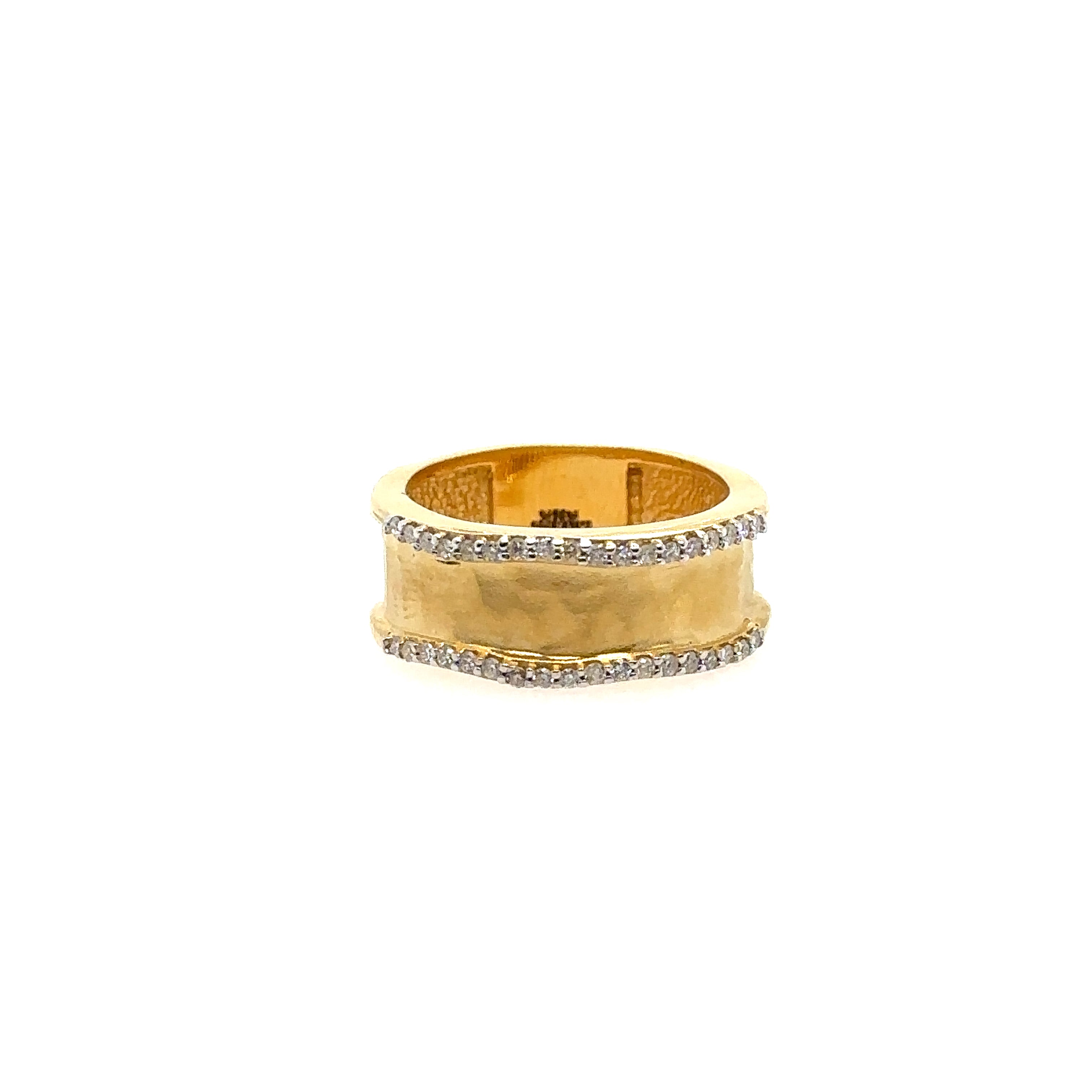 14K Yellow Gold Diamond Rectangular Ring