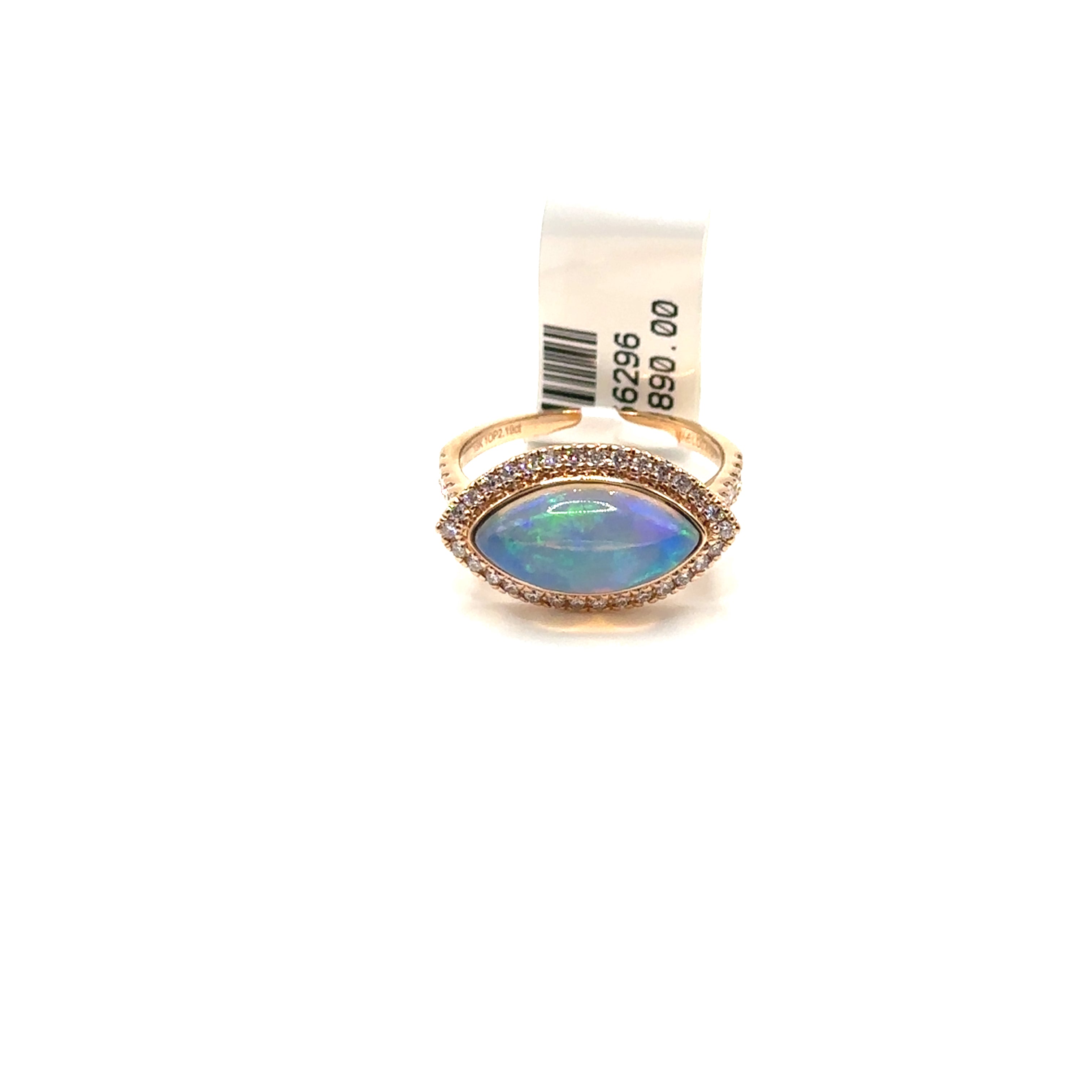 18K Rose Gold 2.19CT Opal and Diamond