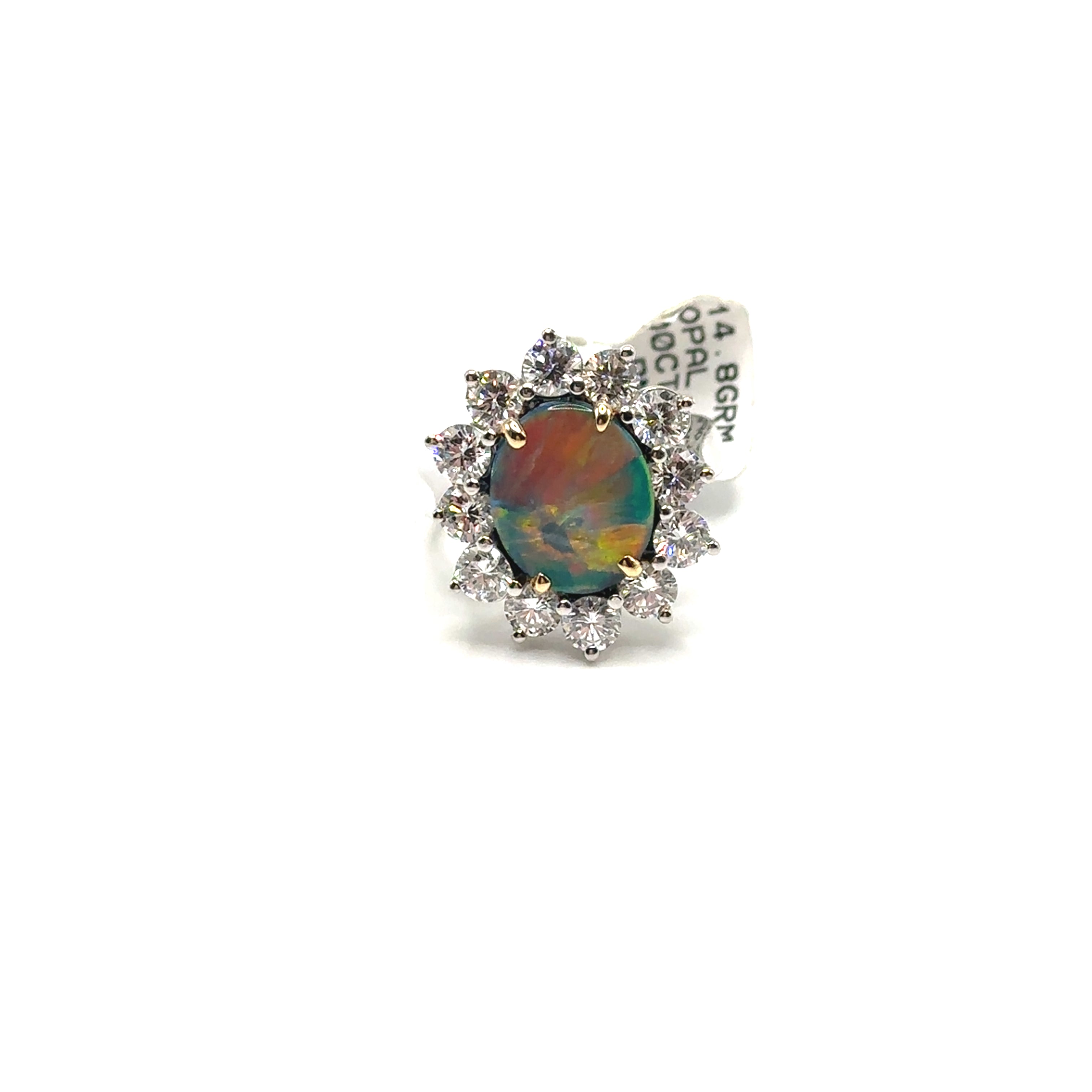 Platinum Black Opal Ring With Diamonds