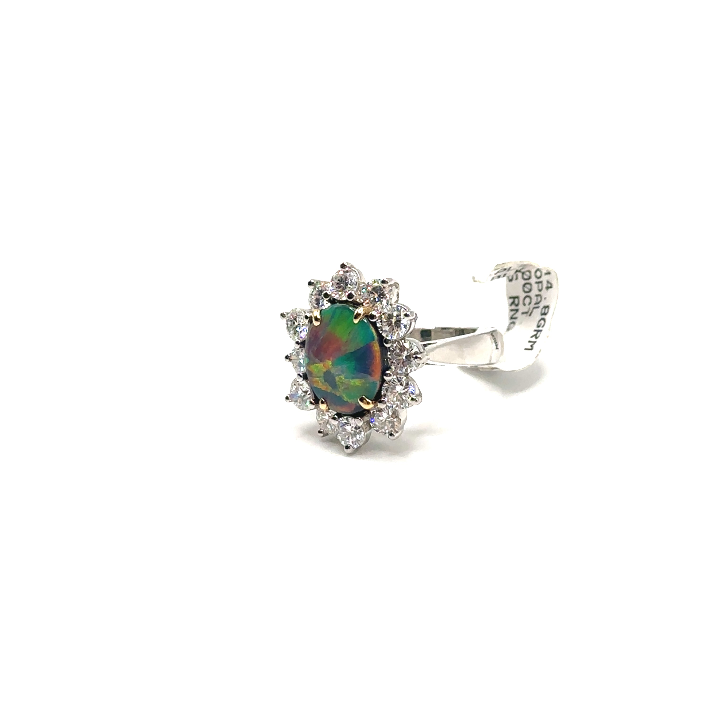 Platinum Black Opal Ring With Diamonds