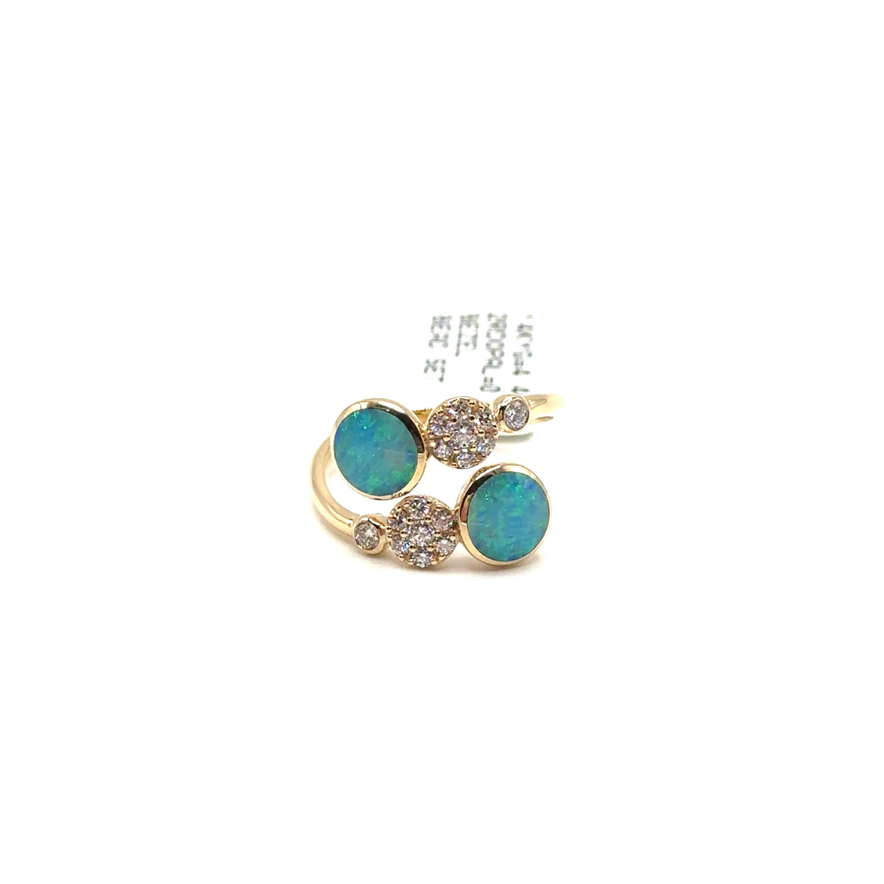 14K Yellow Gold Bezel Set Opal and Diamond Ring