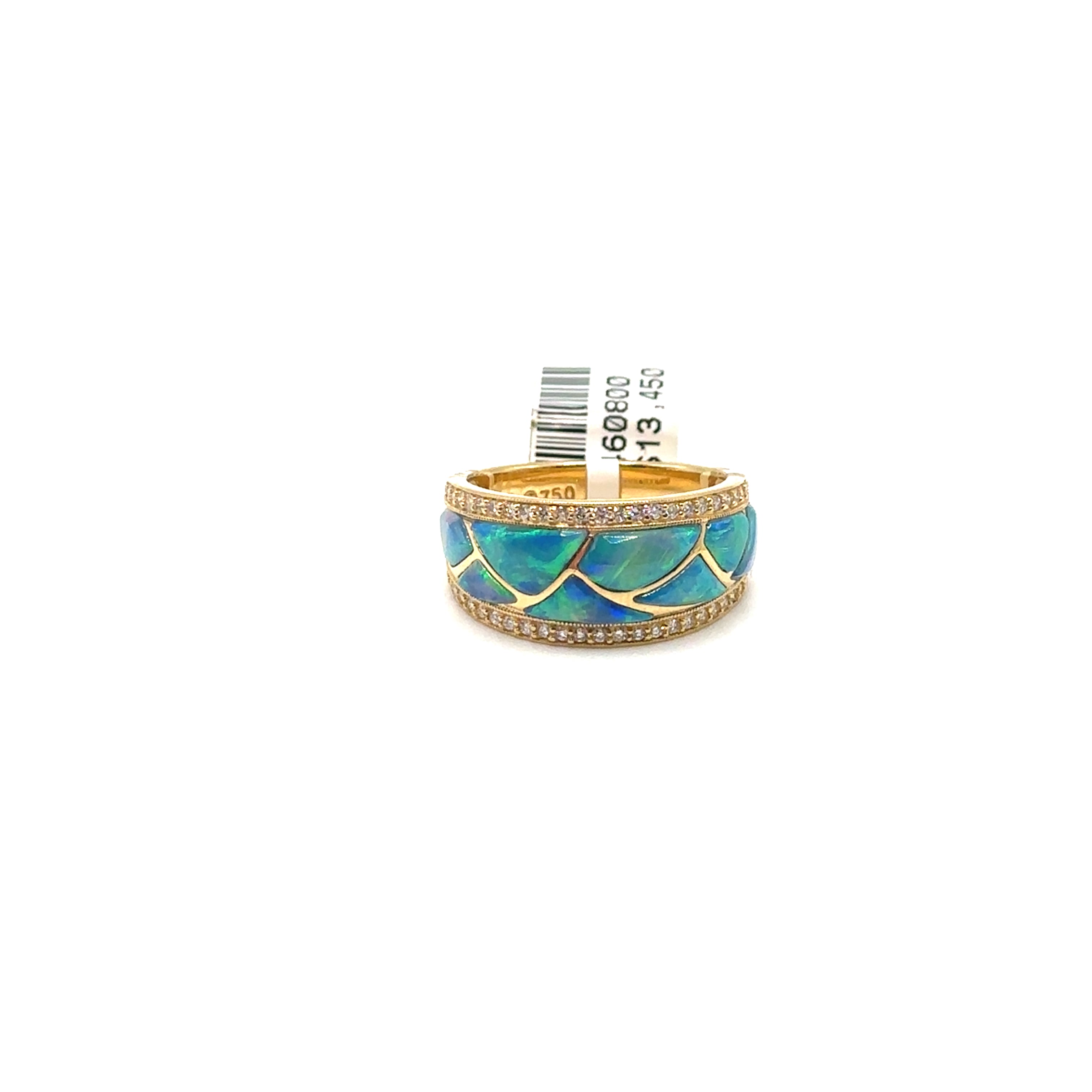 18K Yellow Gold Opal and Diamond Band