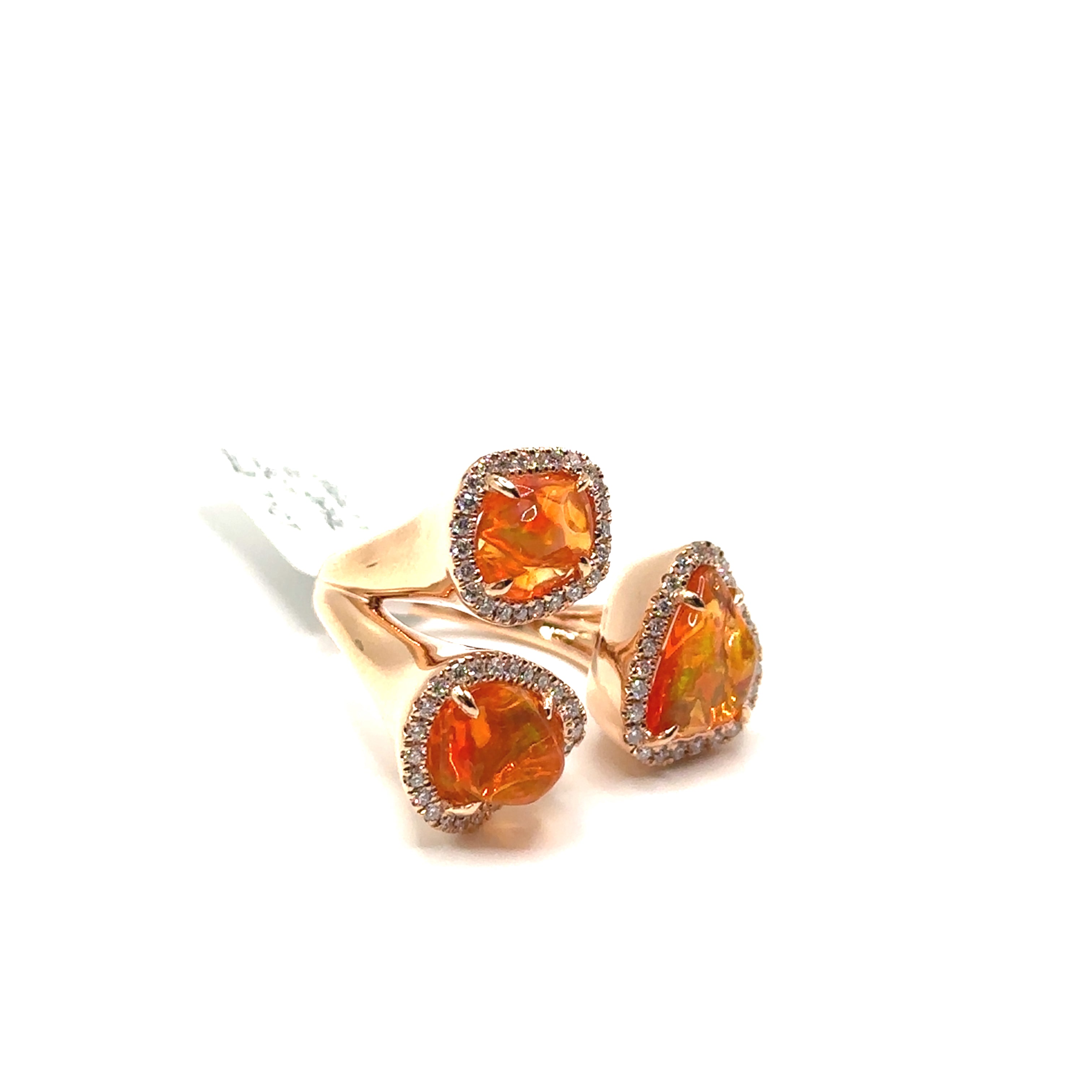 18K Rose Gold Fire Opal and Diamond Ring