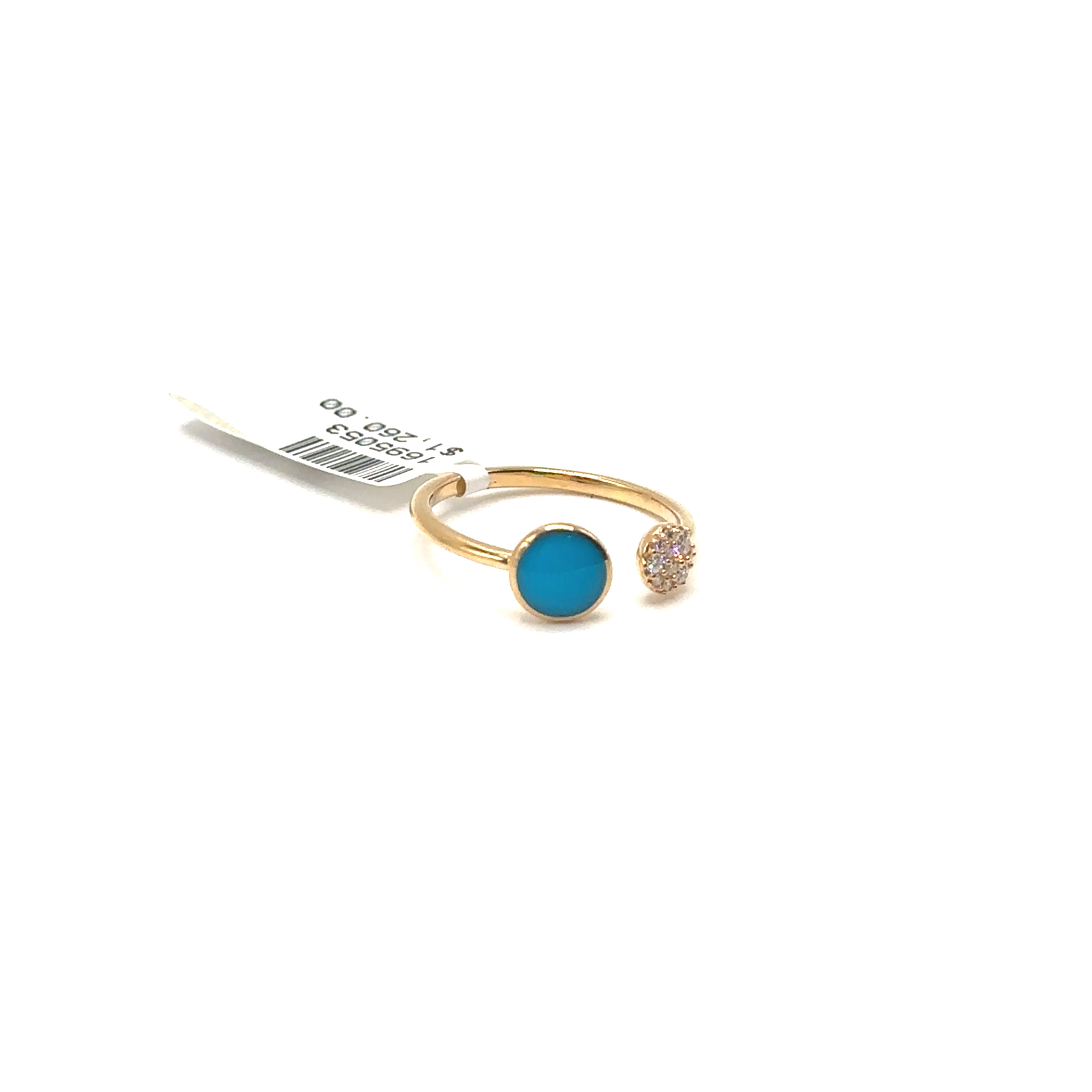 14K Yellow Gold Turquoise and Diamond Ring