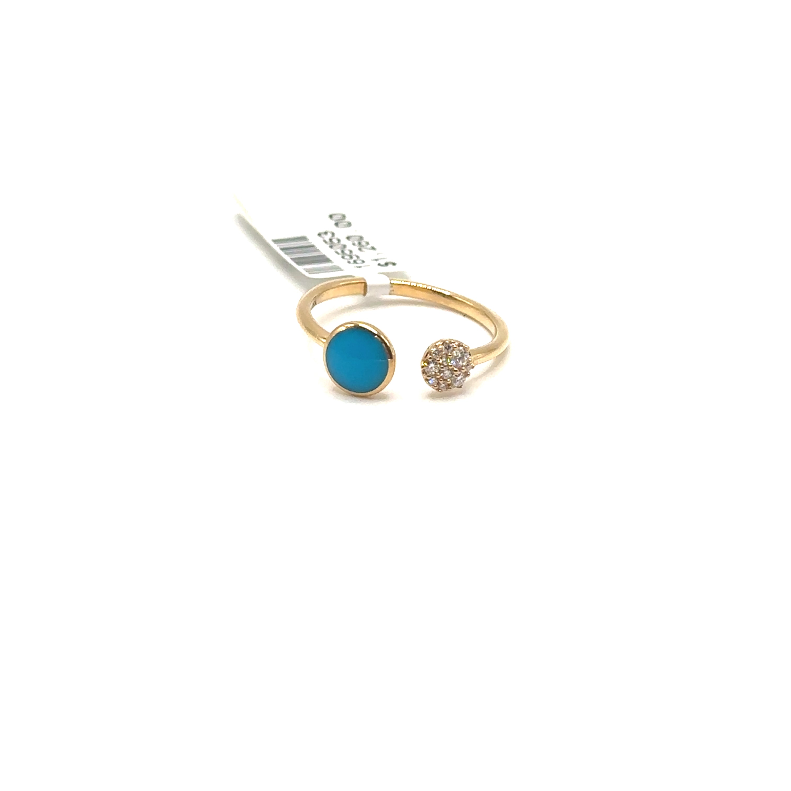 14K Yellow Gold Turquoise and Diamond Ring