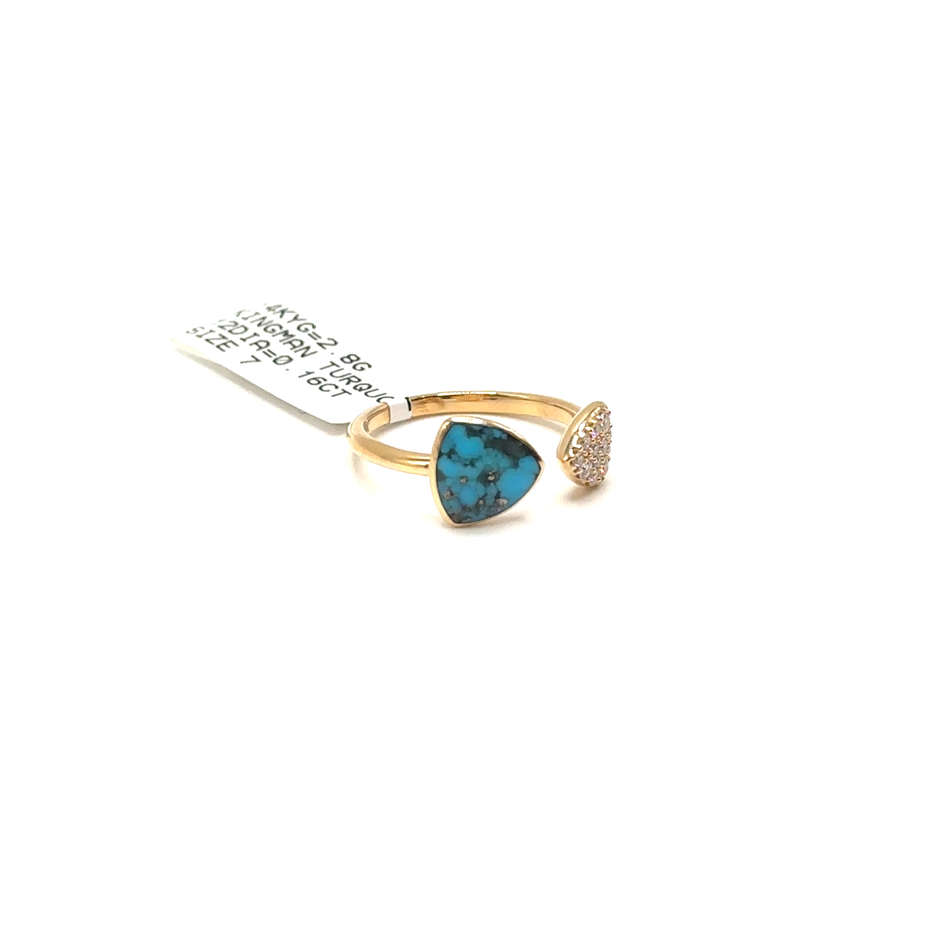 14K Yellow Gold Kingman Turquoise and Diamond Ring