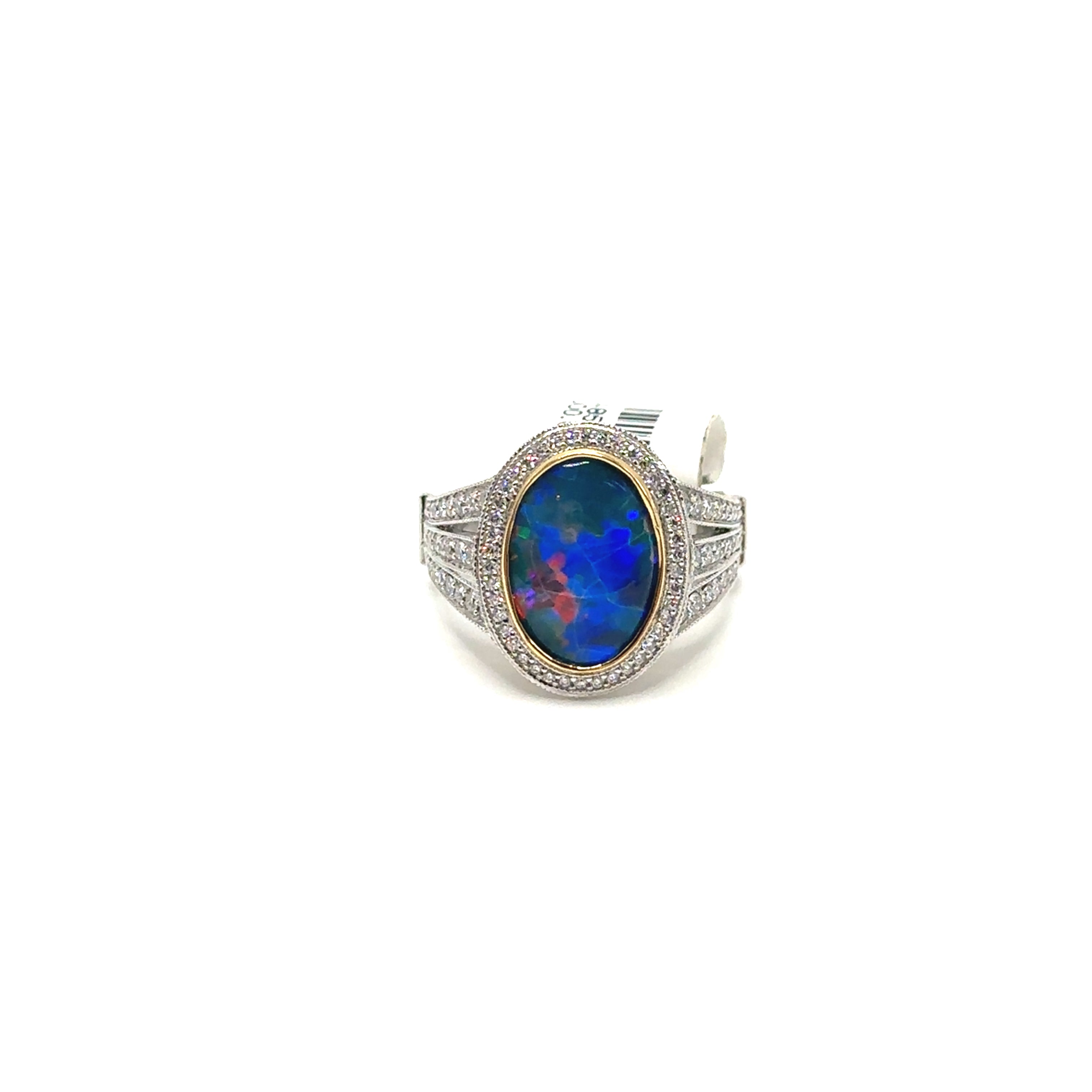 Platinum 18K Yellow Gold Black Opal and 102 Diamonds