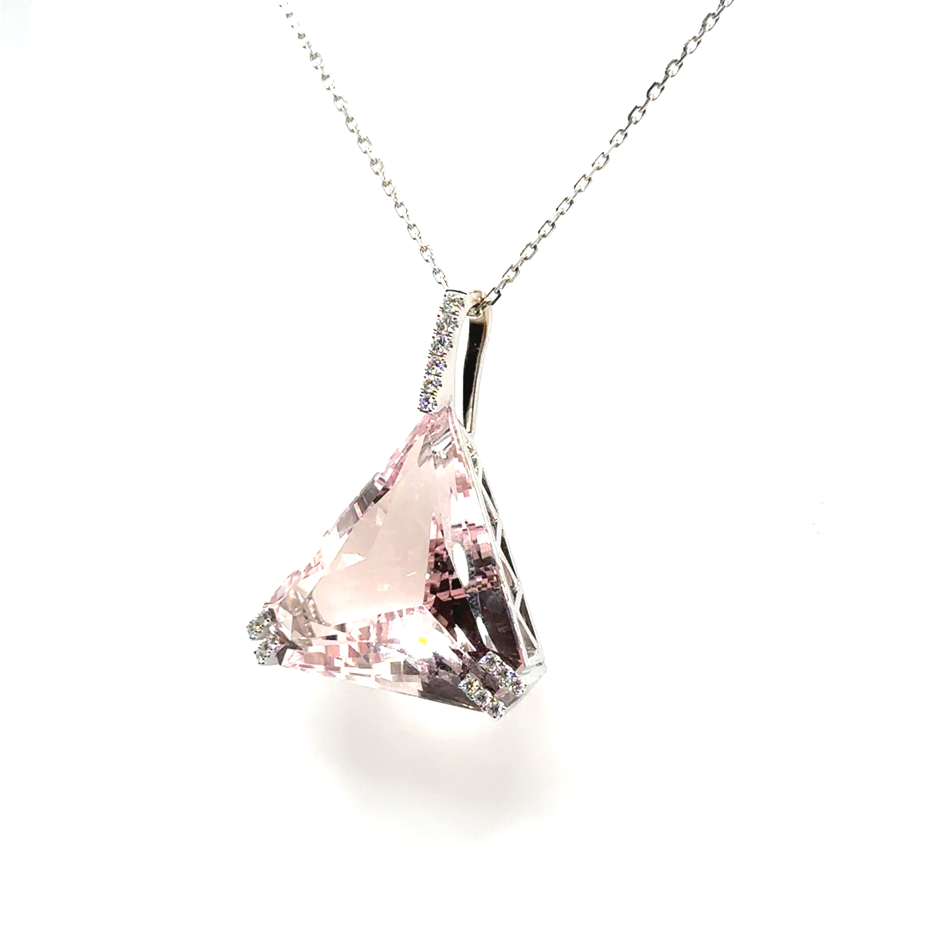 18K White Gold 47.36Ct Morganite Necklace