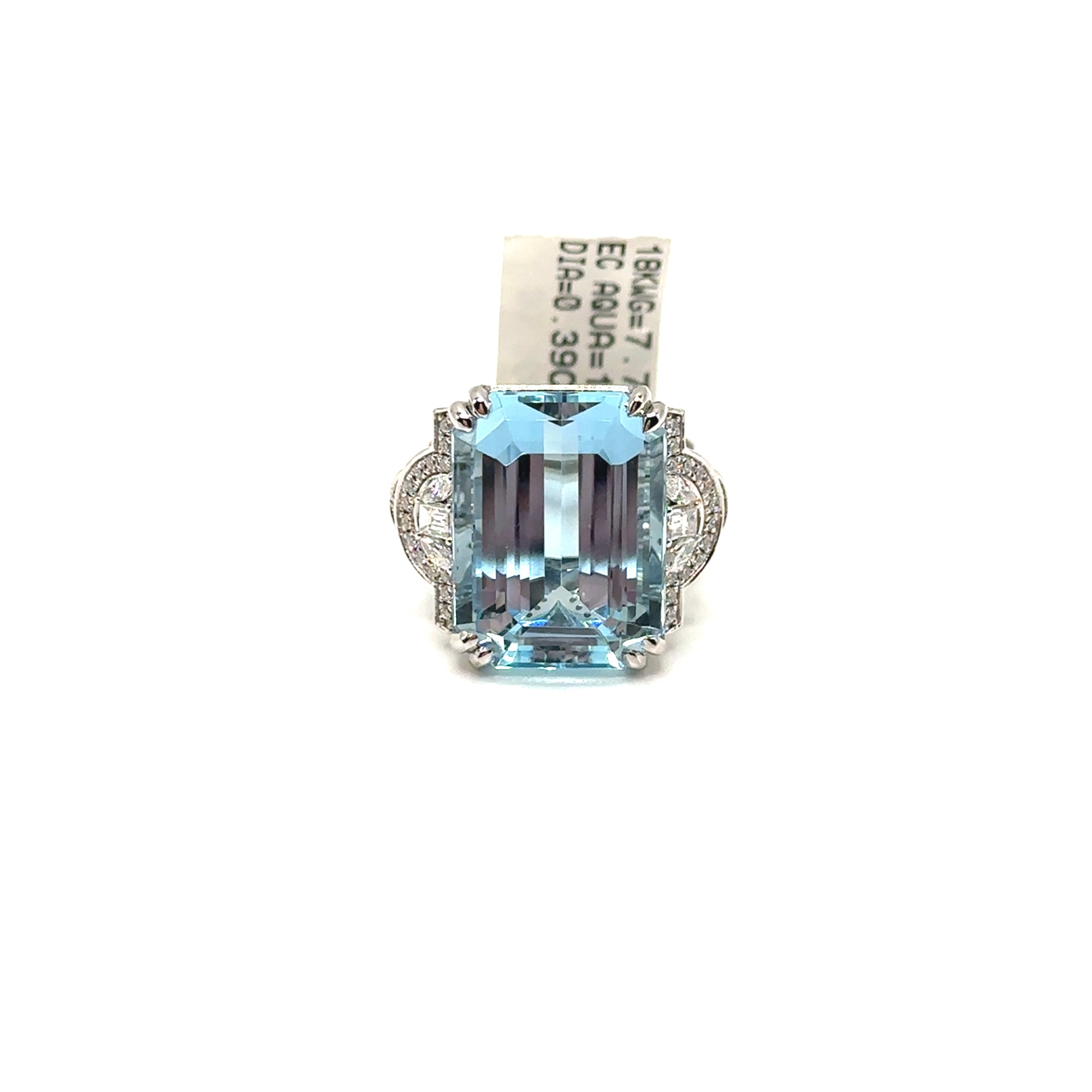 18K White Gold 12.9CT Aquamarine and Diamond Ring