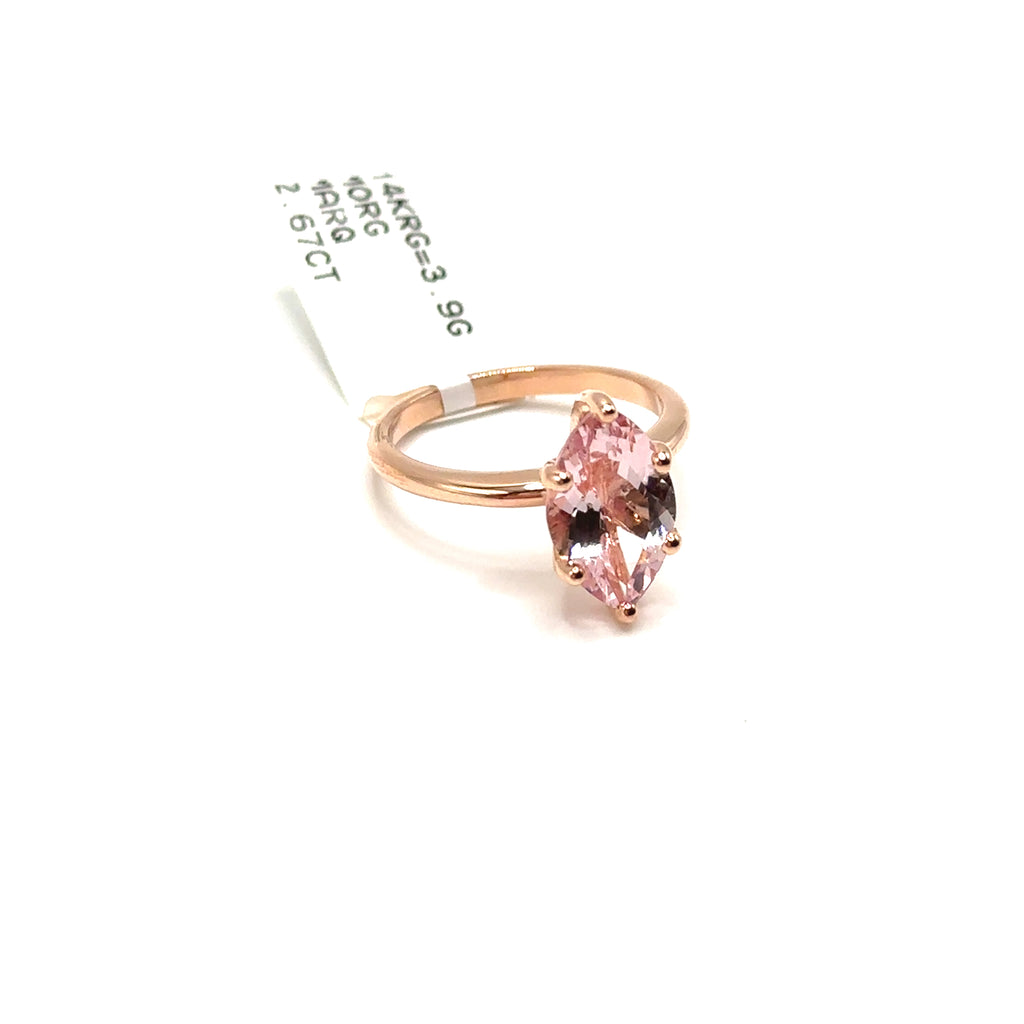 14K Rose Gold Marquise Morganite Ring