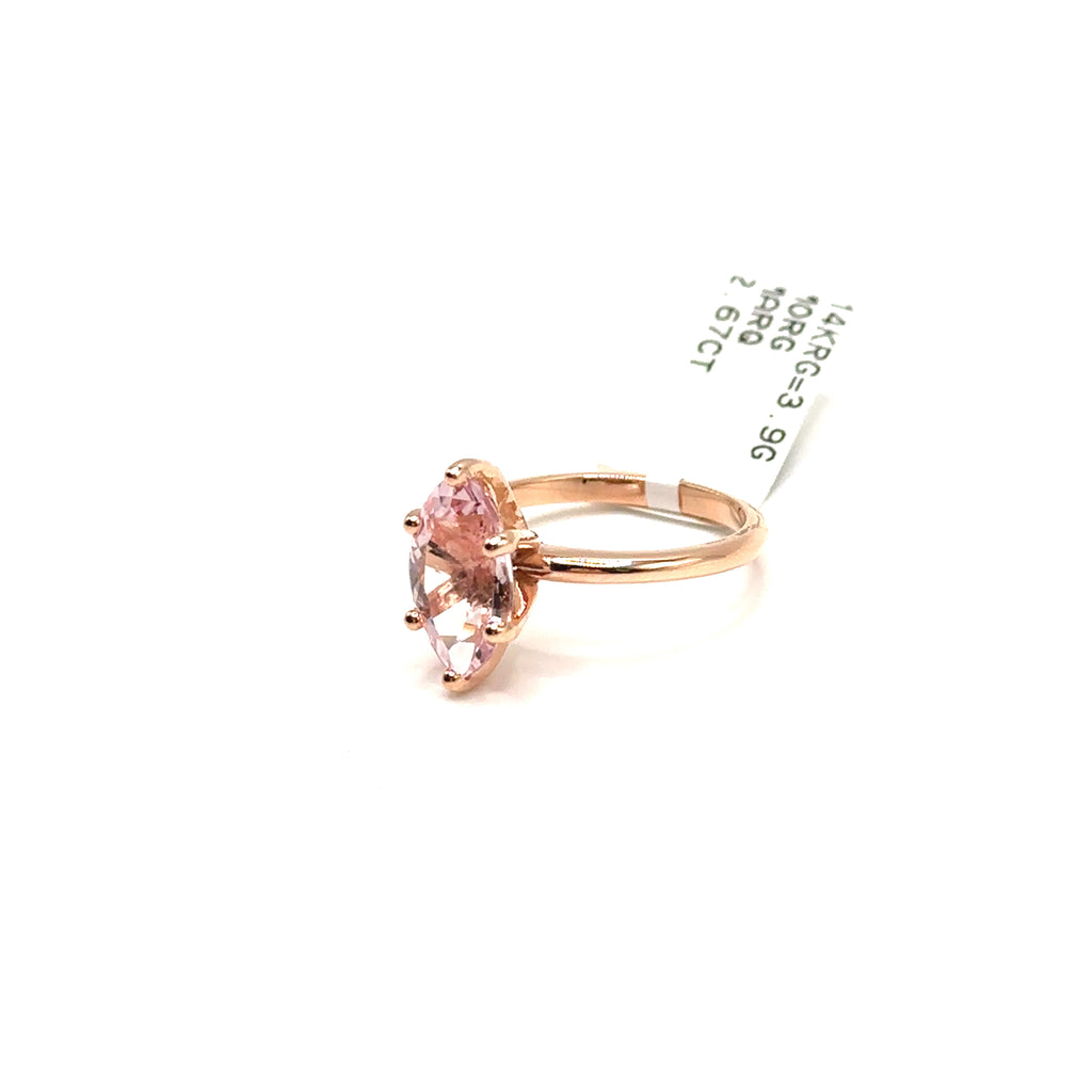 14K Rose Gold Marquise Morganite Ring