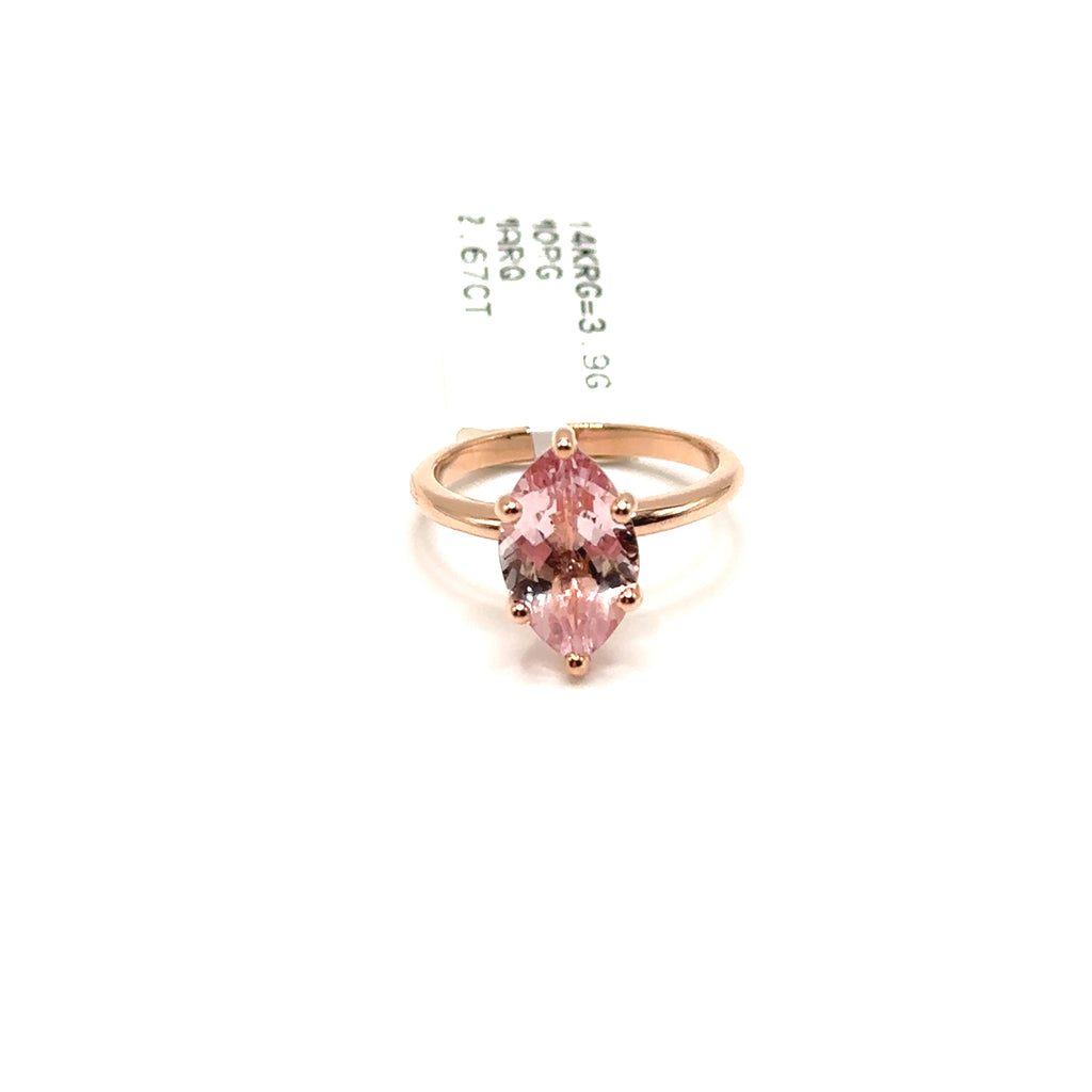 14K Rose Gold Marquise Morganite Ring