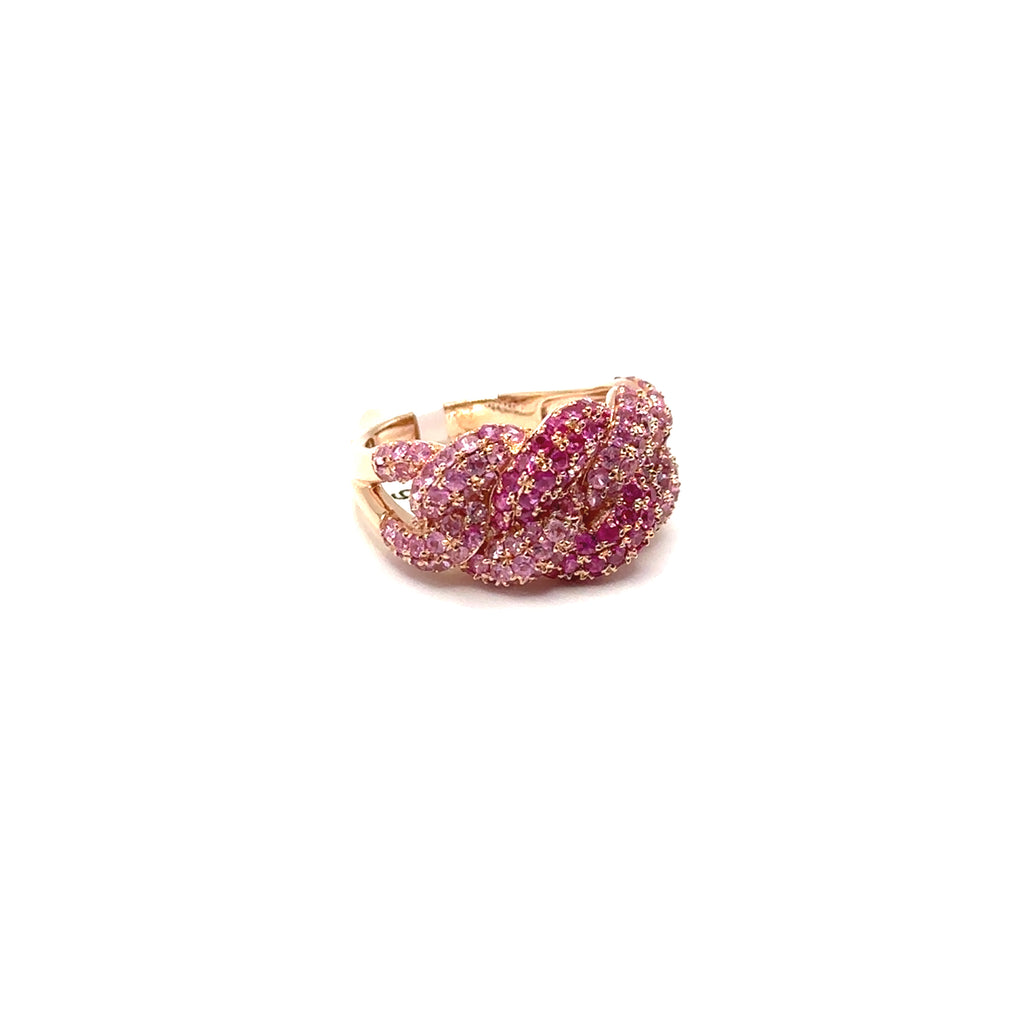 14K Rose Gold Pink Sapphire Cuban Link Ring