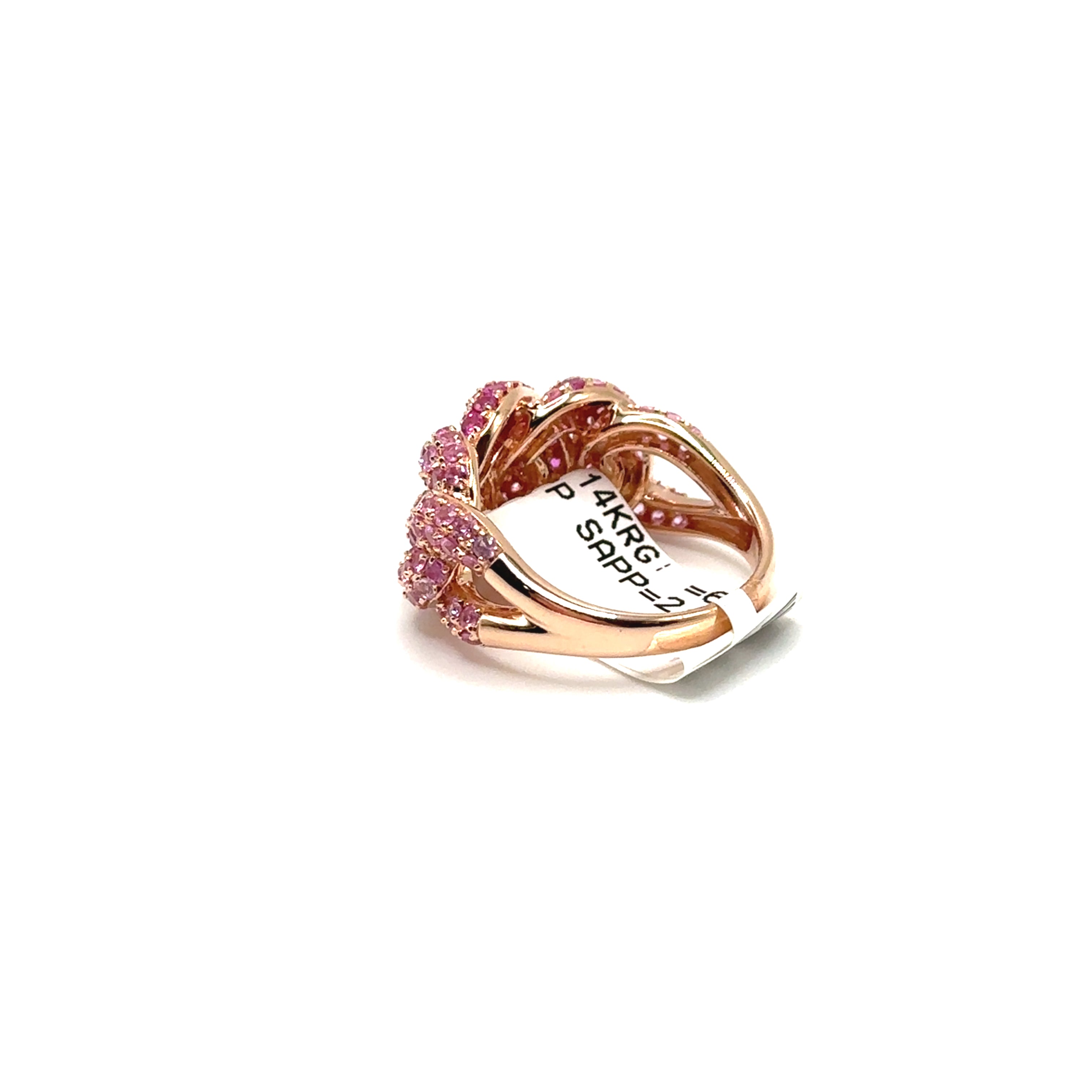 14K Rose Gold Pink Sapphire Cuban Link Ring