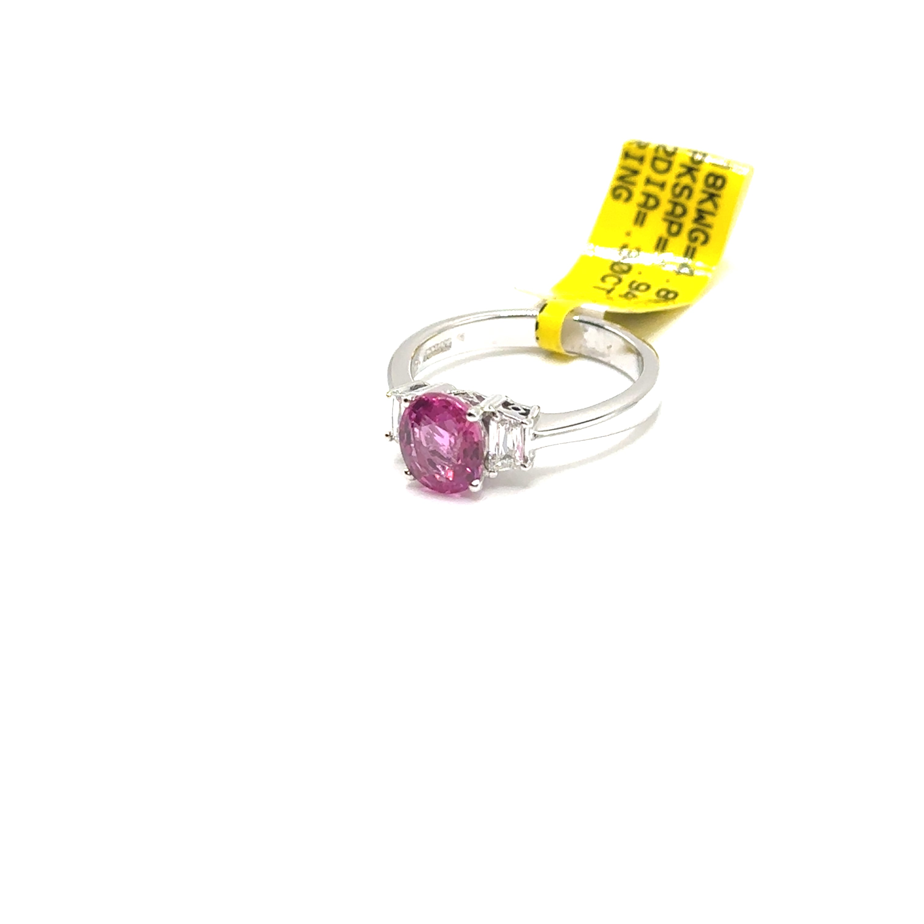 18K White Gold 1.94CT Pink Sapphire and Diamond Ring