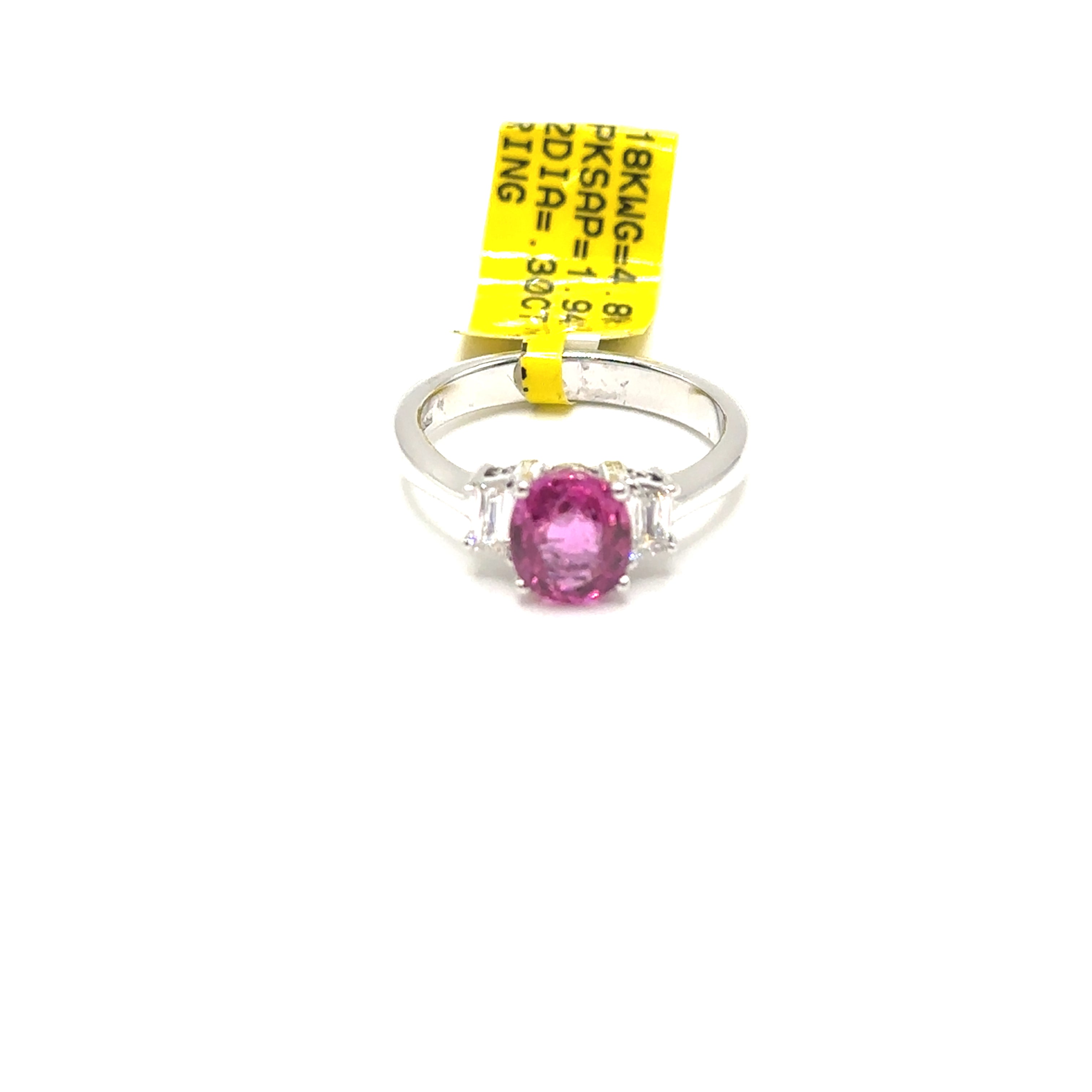 18K White Gold 1.94CT Pink Sapphire and Diamond Ring