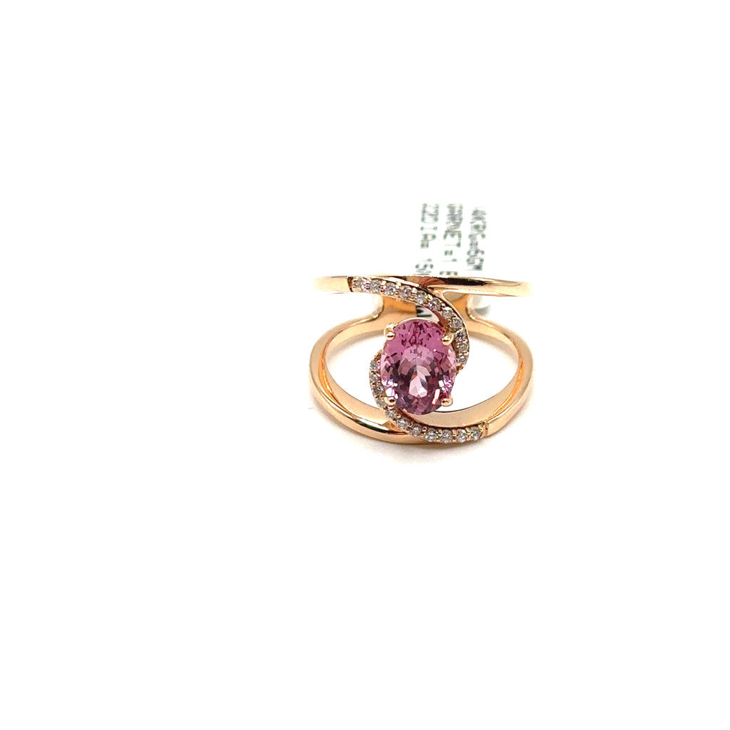 14K Rose Gold Pink Garnet and Diamond Ring
