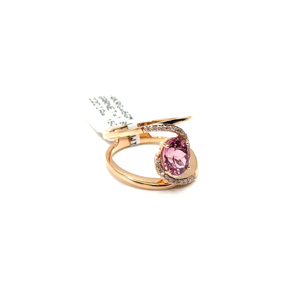 14K Rose Gold Pink Garnet and Diamond Ring