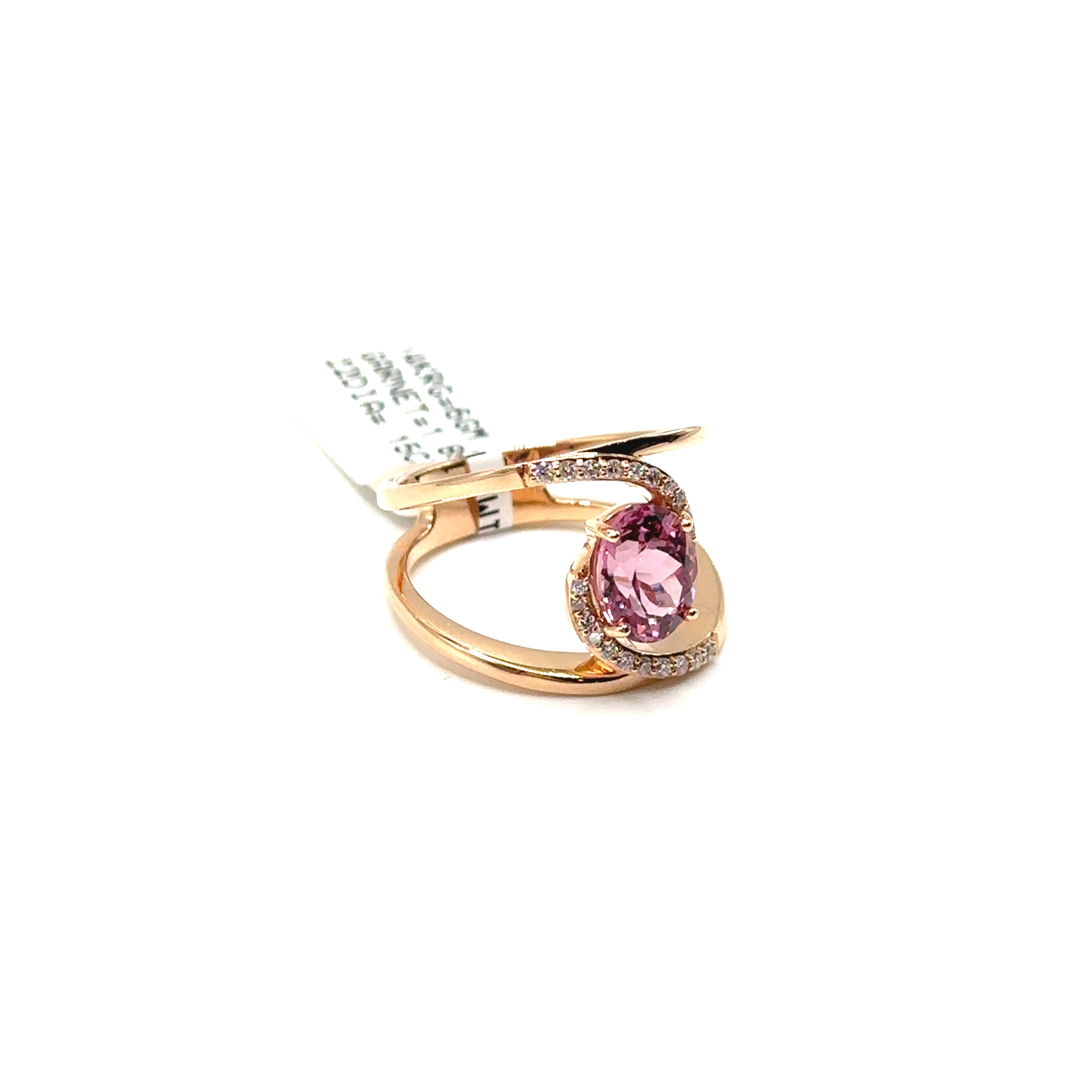 14K Rose Gold Pink Garnet and Diamond Ring