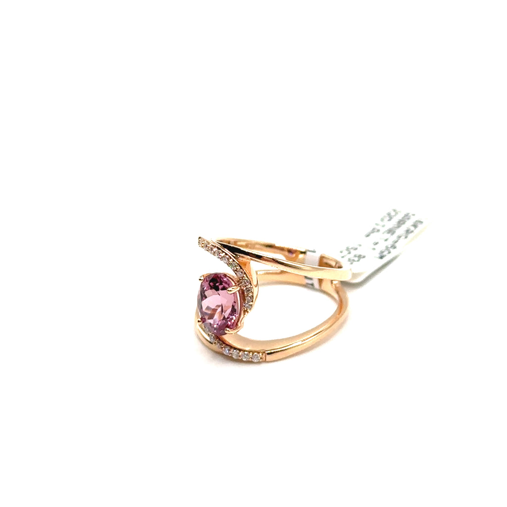 14K Rose Gold Pink Garnet and Diamond Ring