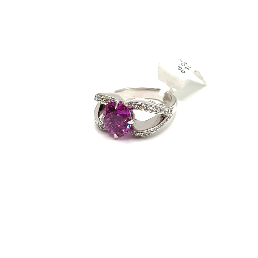 18K White Gold 4.47CT Pink Sapphire and Diamond Ring