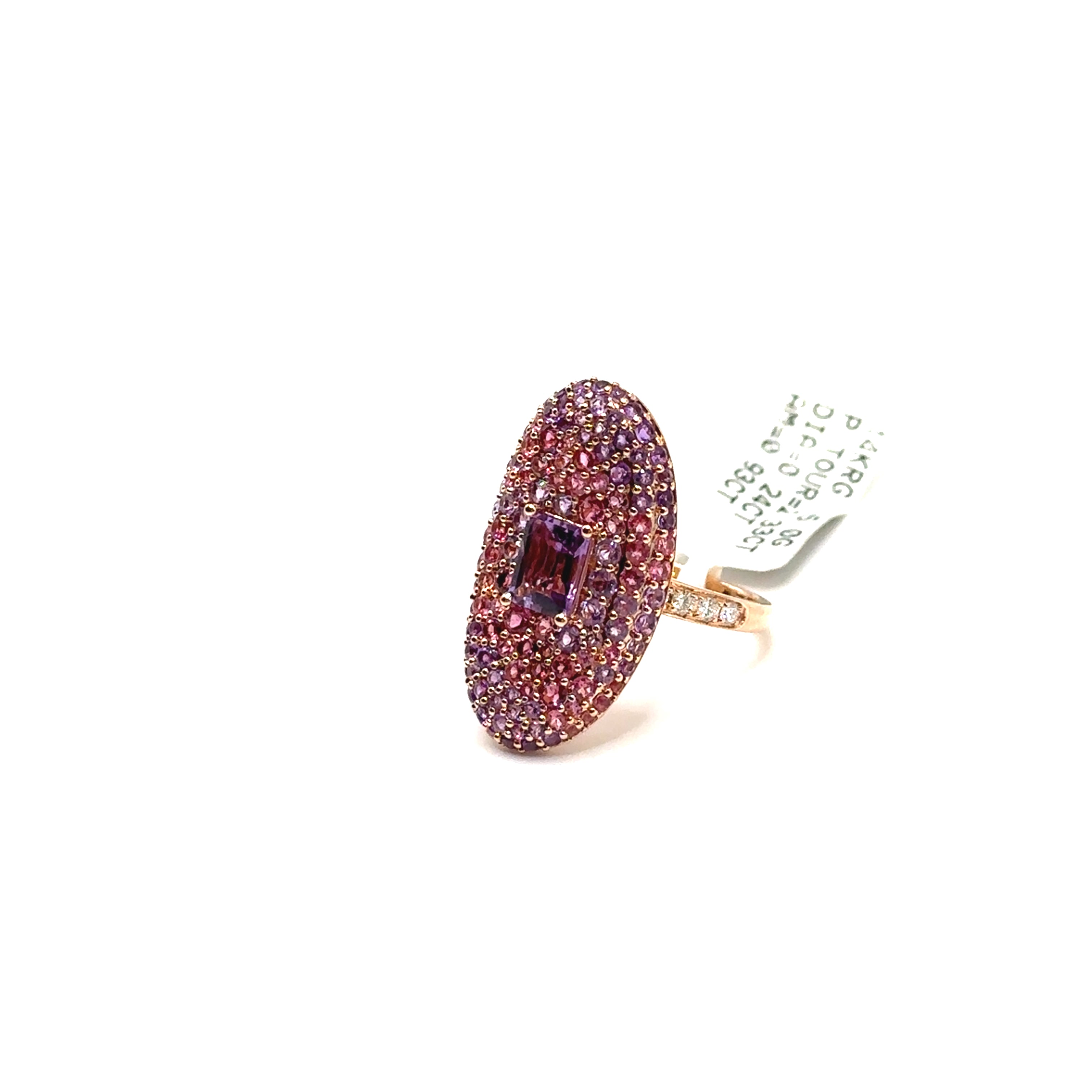 14K Rose Gold Pink Tourmaline and Diamond Ring