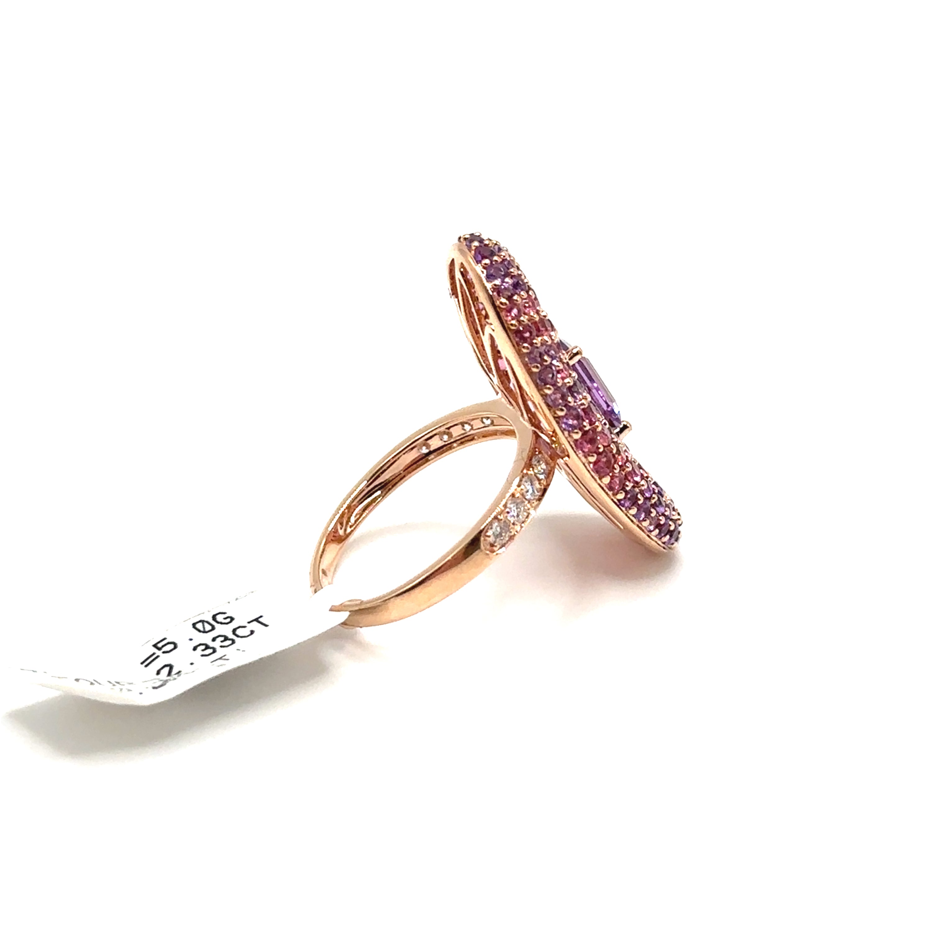 14K Rose Gold Pink Tourmaline and Diamond Ring