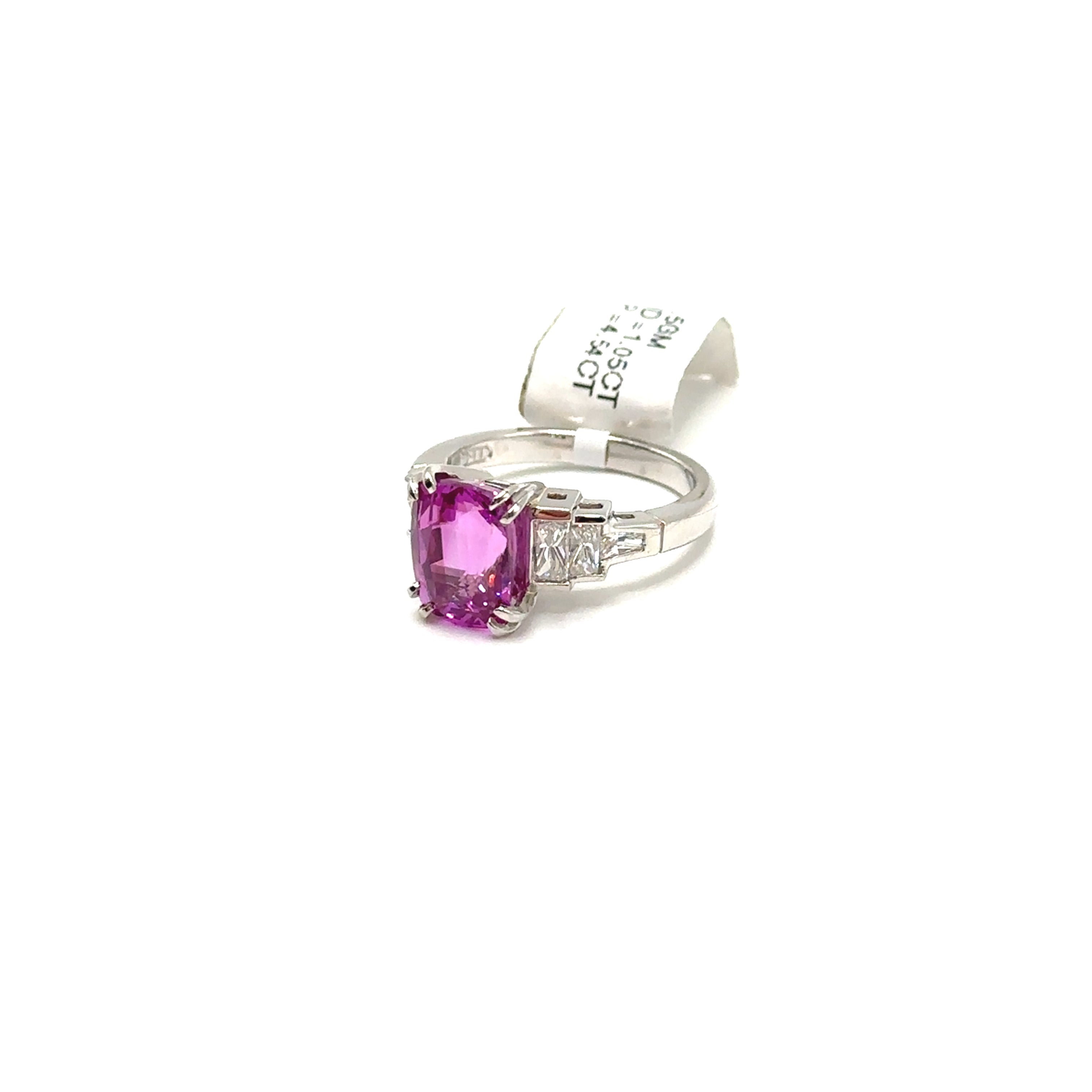 Platinum 4.54CT Pink Sapphire and Diamond Ring