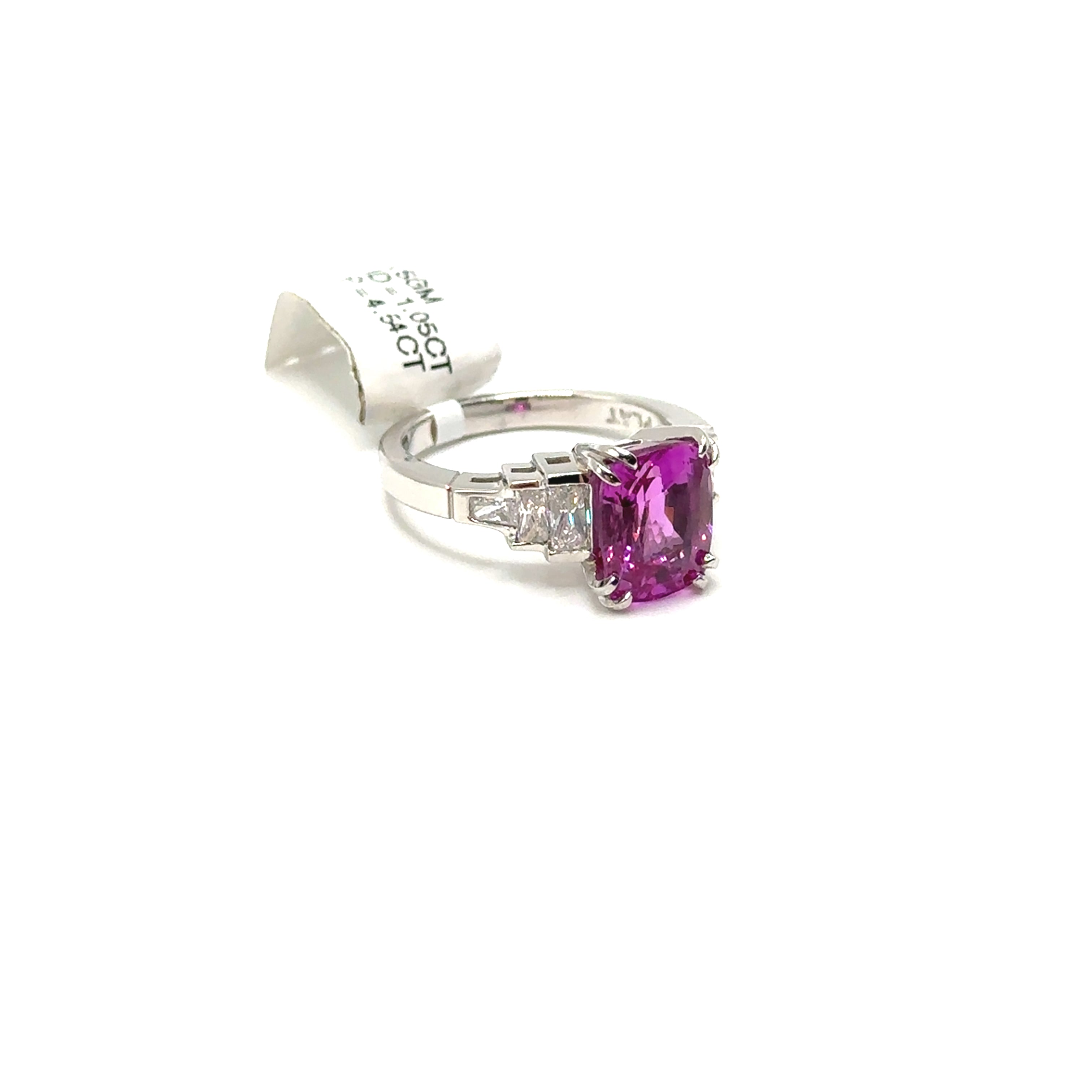 Platinum 4.54CT Pink Sapphire and Diamond Ring