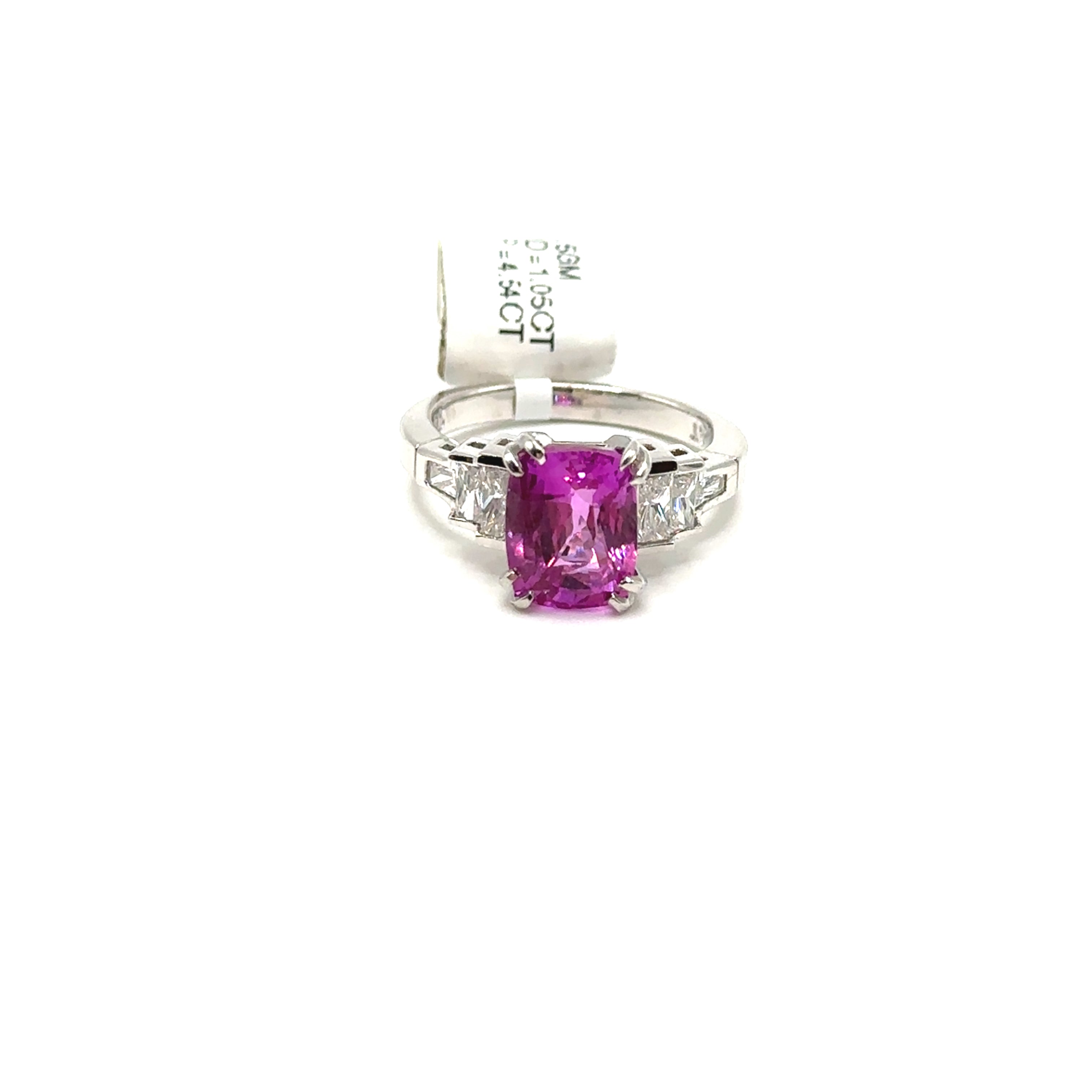 Platinum 4.54CT Pink Sapphire and Diamond Ring