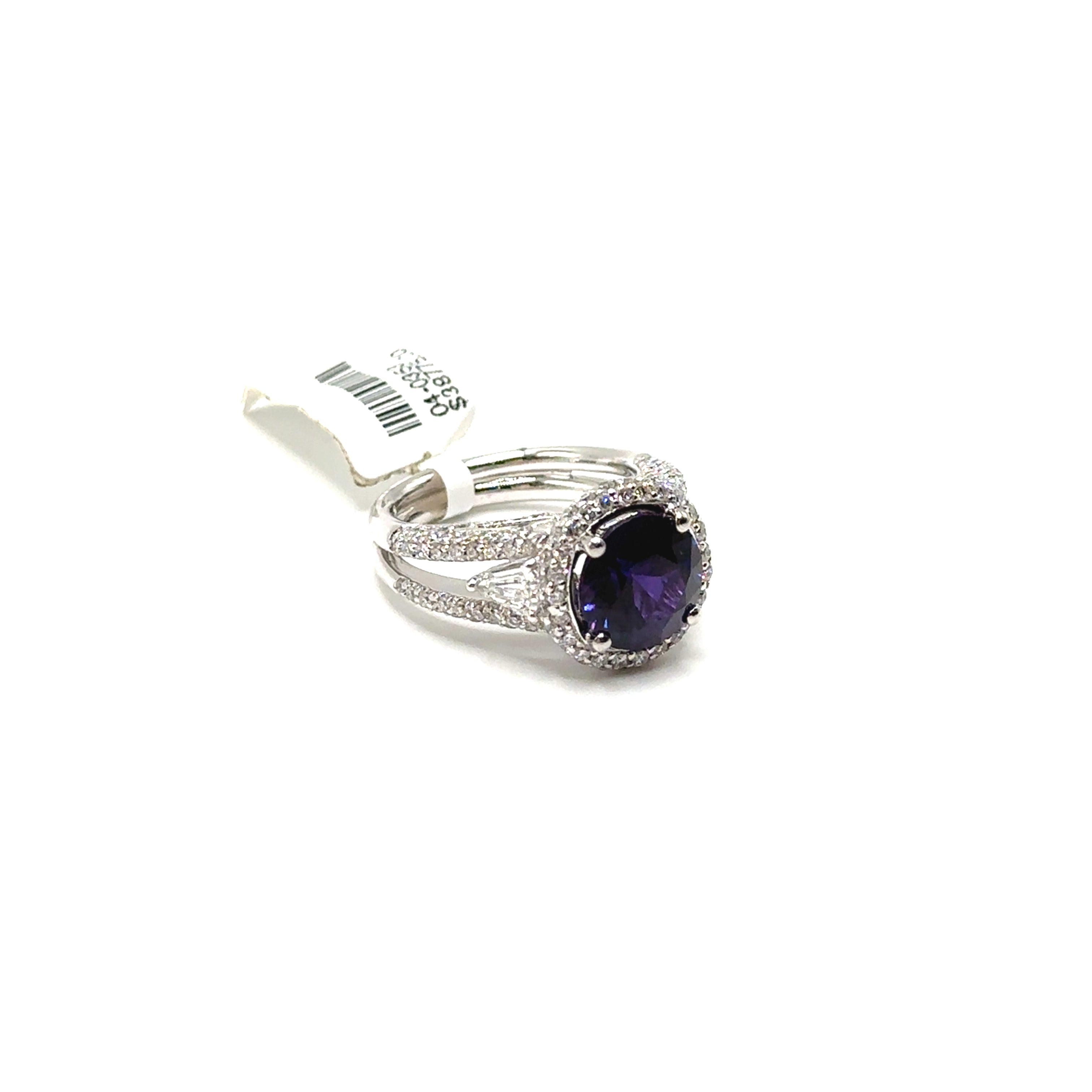 18K White Gold Purple Sapphire and Diamond Ring