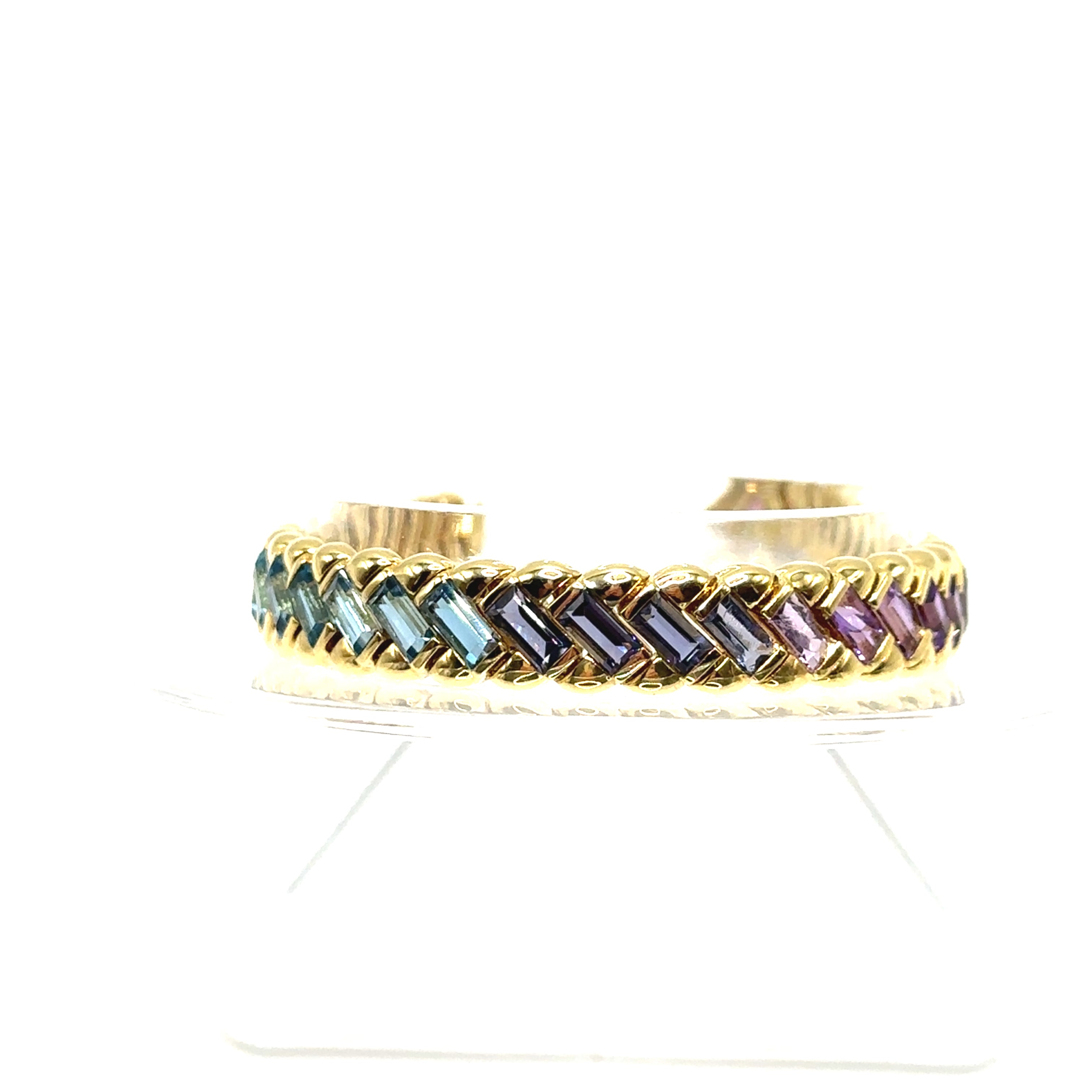 18K Yellow Gold Staggered Multi Colored Bracelet