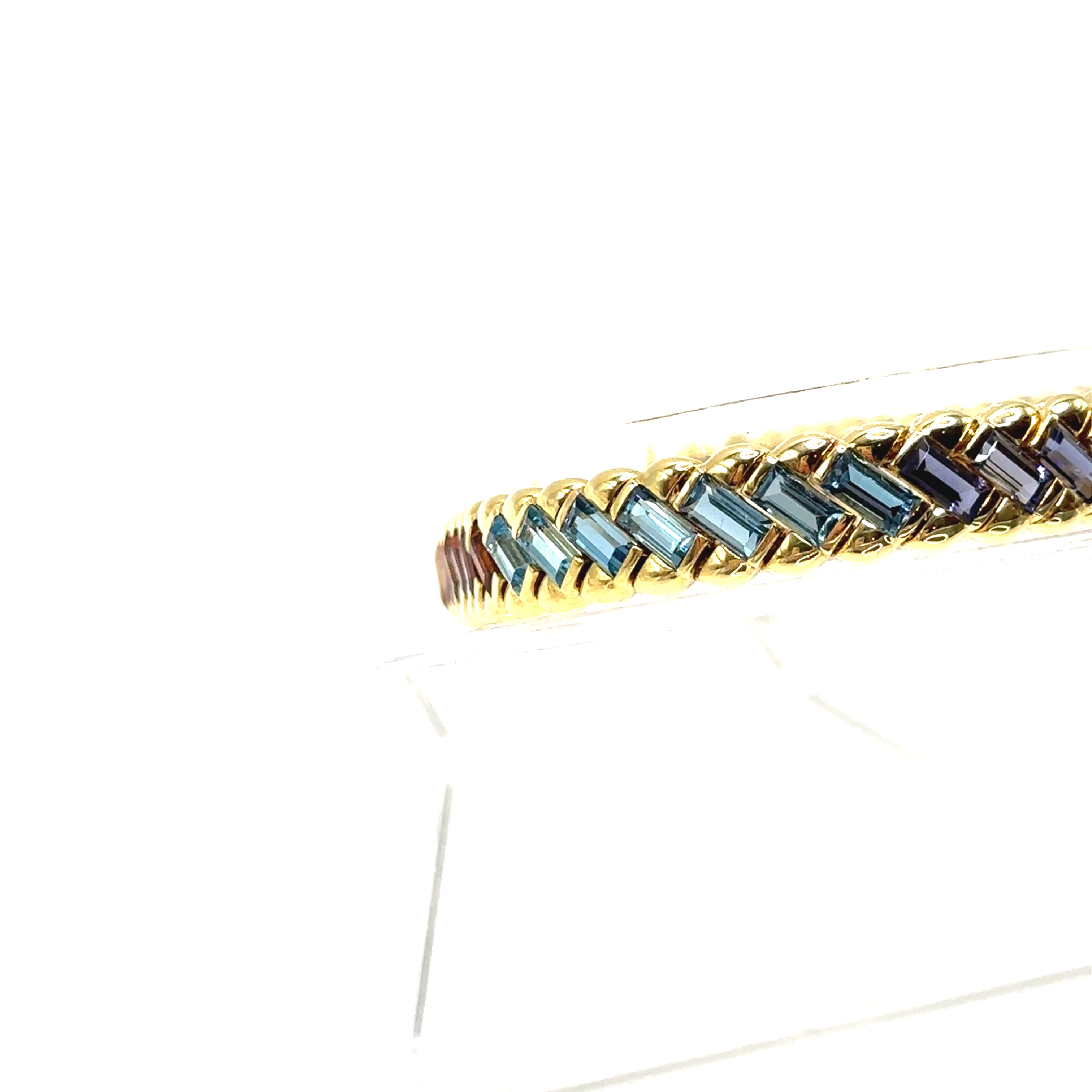 18K Yellow Gold Staggered Multi Colored Bracelet