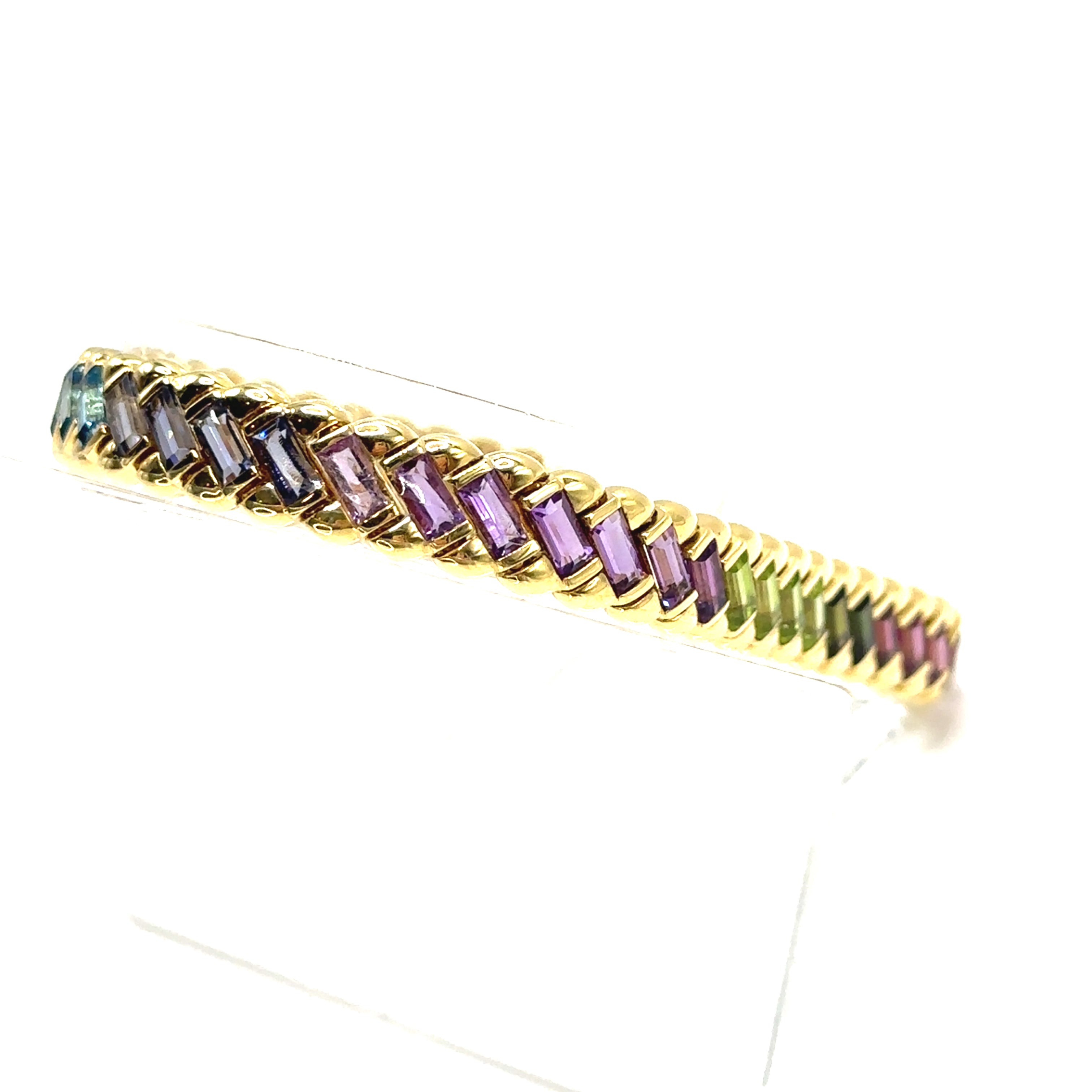 18K Yellow Gold Staggered Multi Colored Bracelet