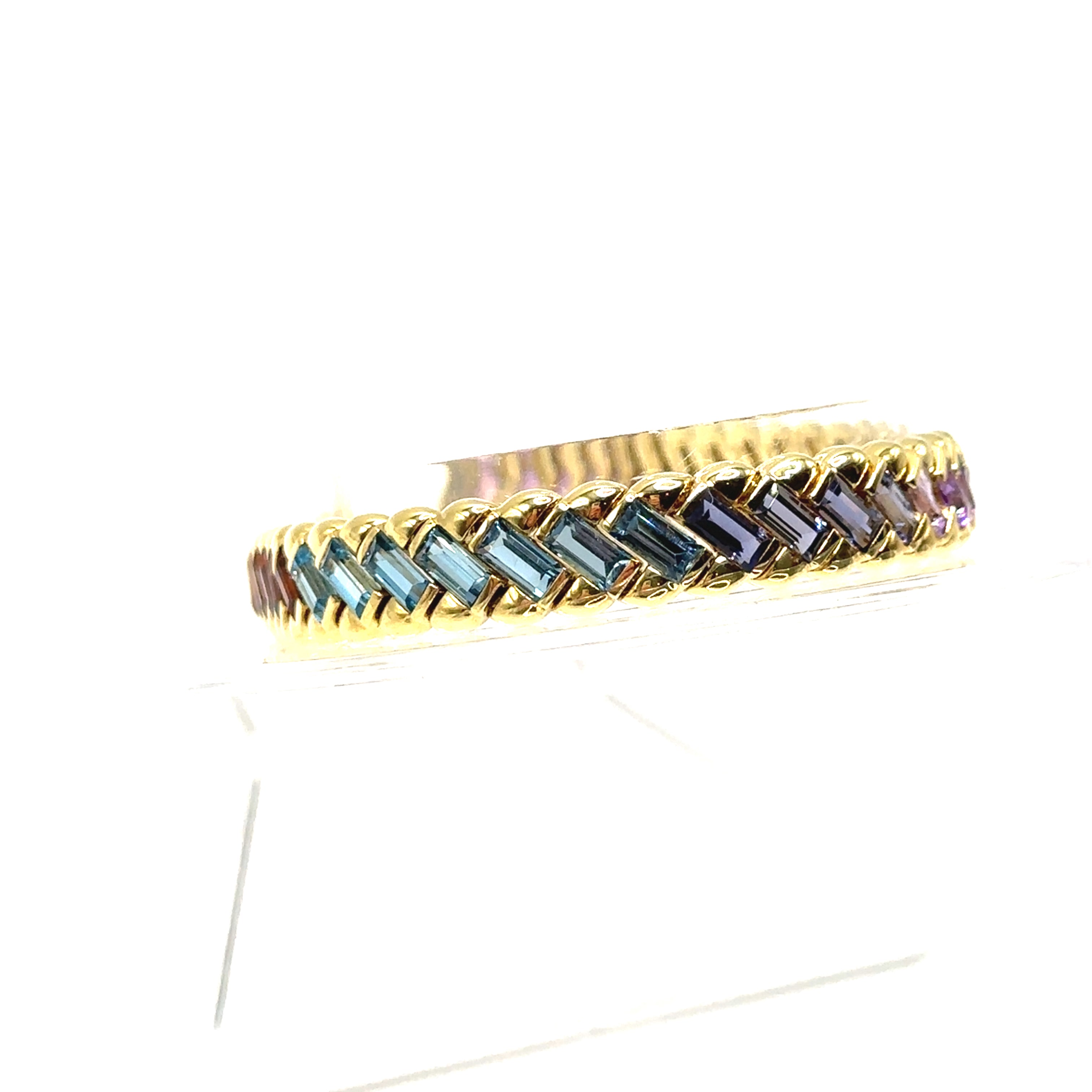 18K Yellow Gold Staggered Multi Colored Bracelet